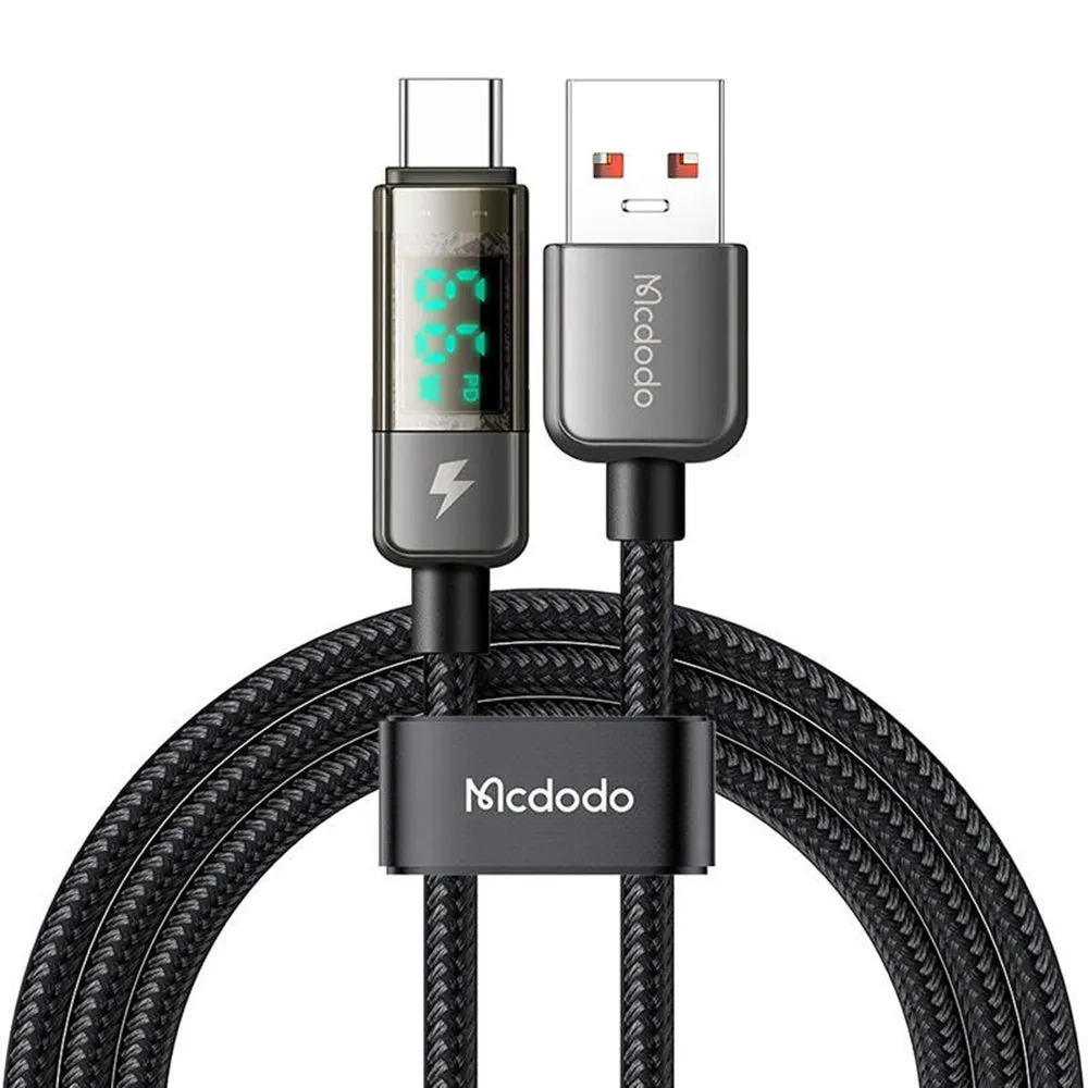 Cavo Dati e Ricarica USB-A - USB-C McDodo CA-3630 Display Auto Power Off, 66W, 1.2m, Nero - immagine 1
