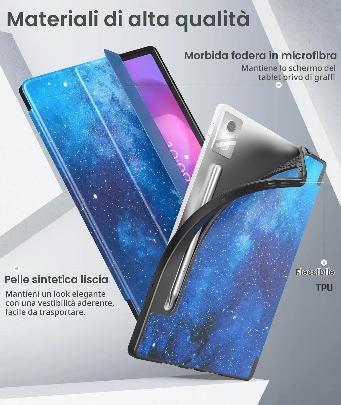 MoKo Cover per Lenovo Idea Tab Pro 12,7" con Porta Penna,CieloStellatoBlu - immagine 3
