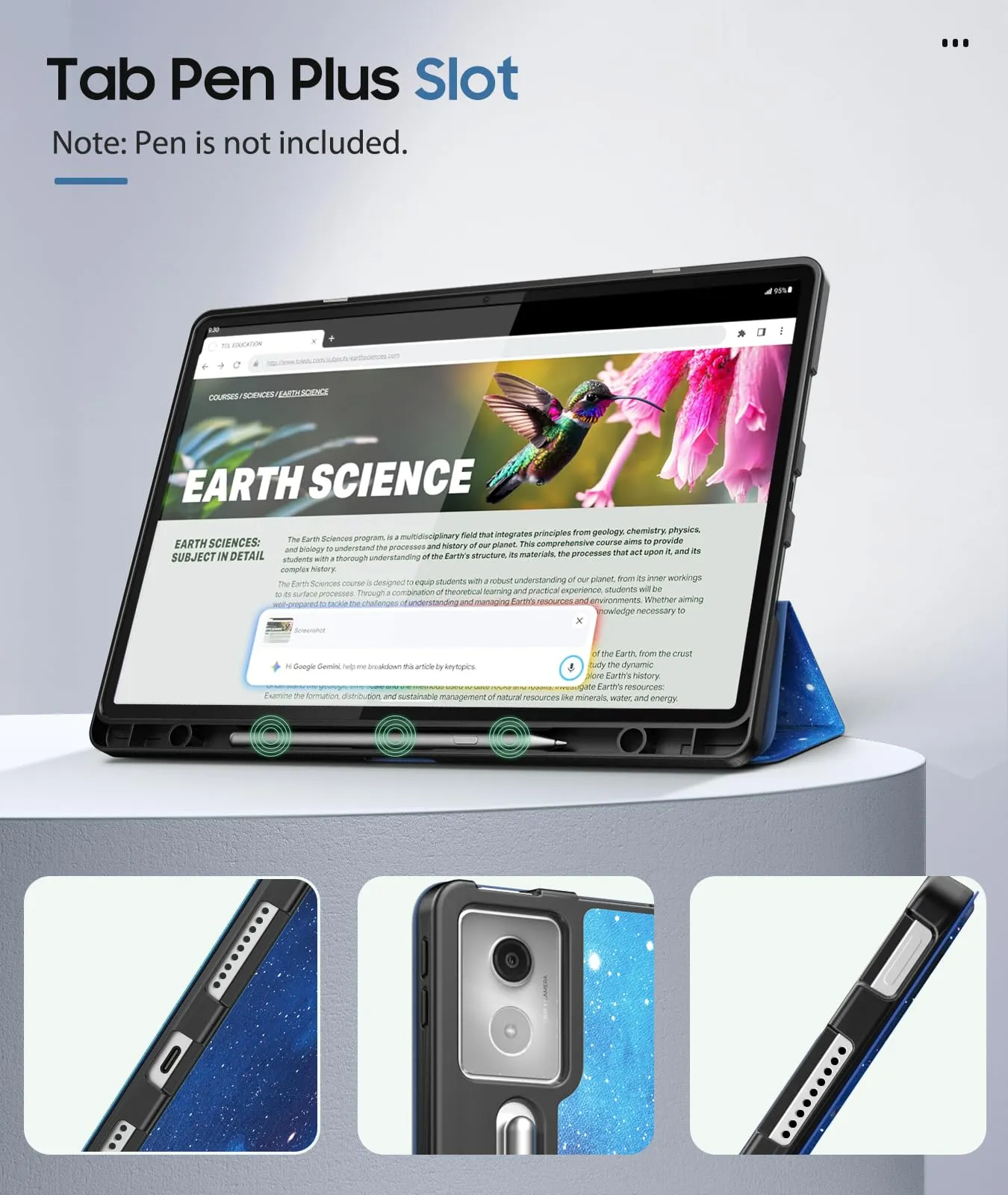MoKo Cover per Lenovo Idea Tab Pro 12,7" con Porta Penna,CieloStellatoBlu - immagine 4
