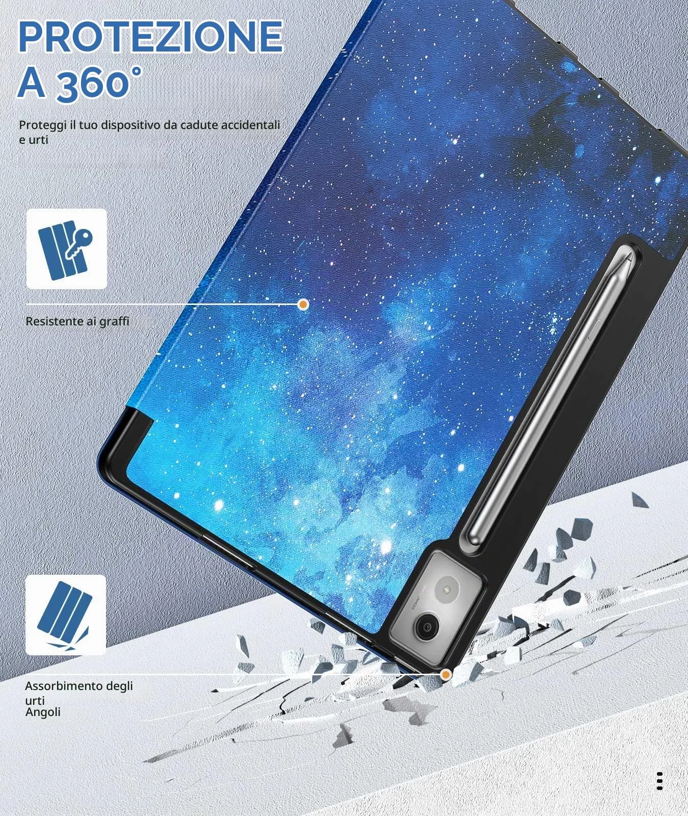 MoKo Cover per Lenovo Idea Tab Pro 12,7" con Porta Penna,CieloStellatoBlu - immagine 5