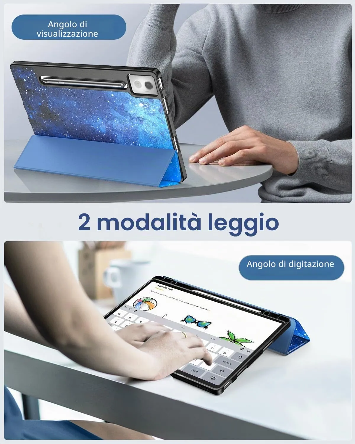 MoKo Cover per Lenovo Idea Tab Pro 12,7" con Porta Penna,CieloStellatoBlu - immagine 6