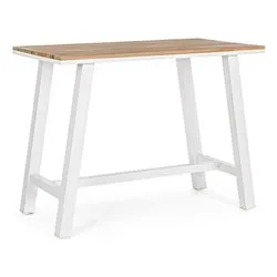 Tavolo da esterno alluminio SKIPPER Bar Fisso Effetto legno e Bianco (131x73x101cm) 0663205 - immagine 1