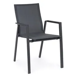 Sedia con braccioli alluminio, textilene KRION Antracite 0663160 - immagine 1