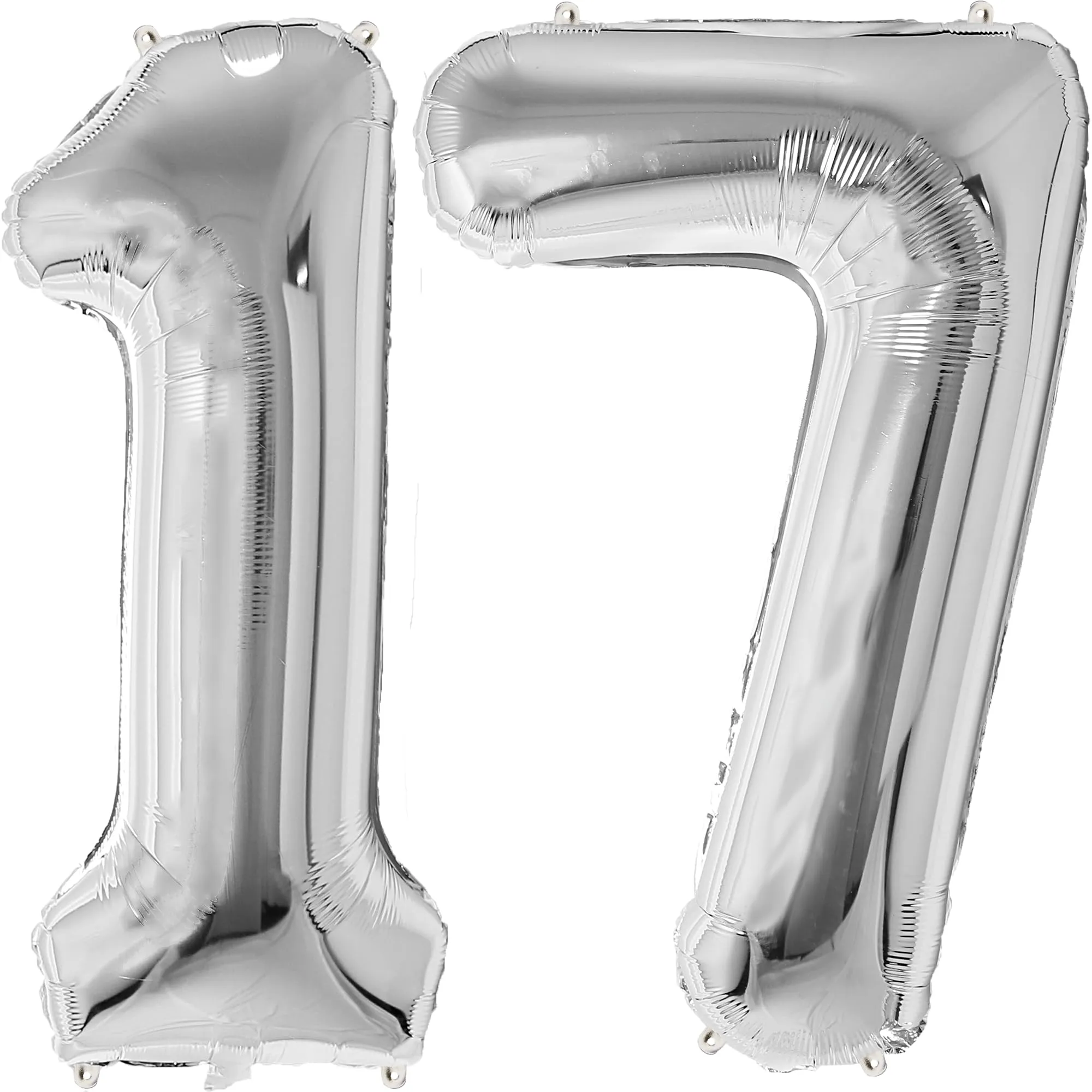 FunFest - Palloncino 17° Compleanno Argento - Numero Gigante 100 cm - immagine 1