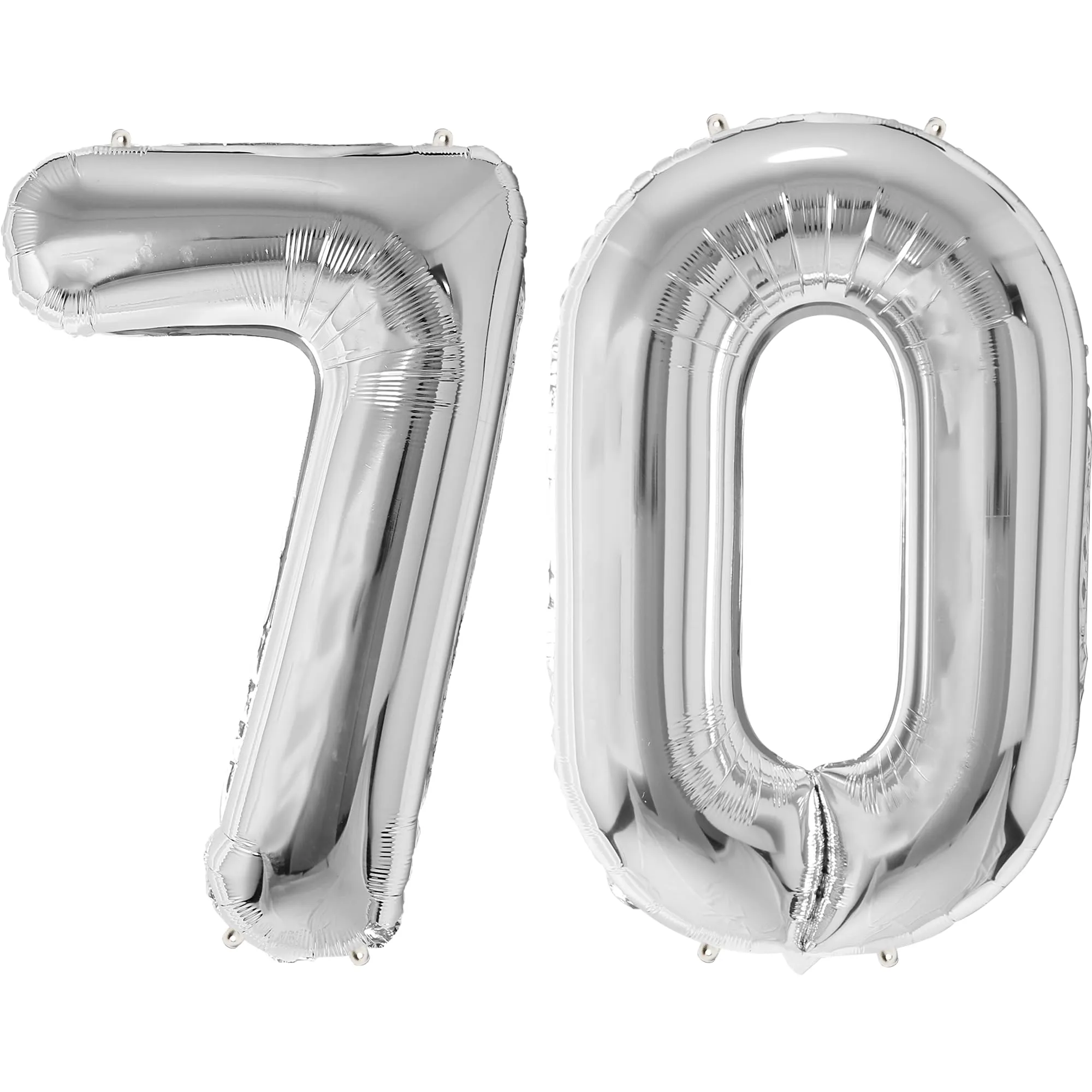 FUNFEST Palloncini Compleanno 70 Anni Argento – Numeri Giganti (100cm) - immagine 1