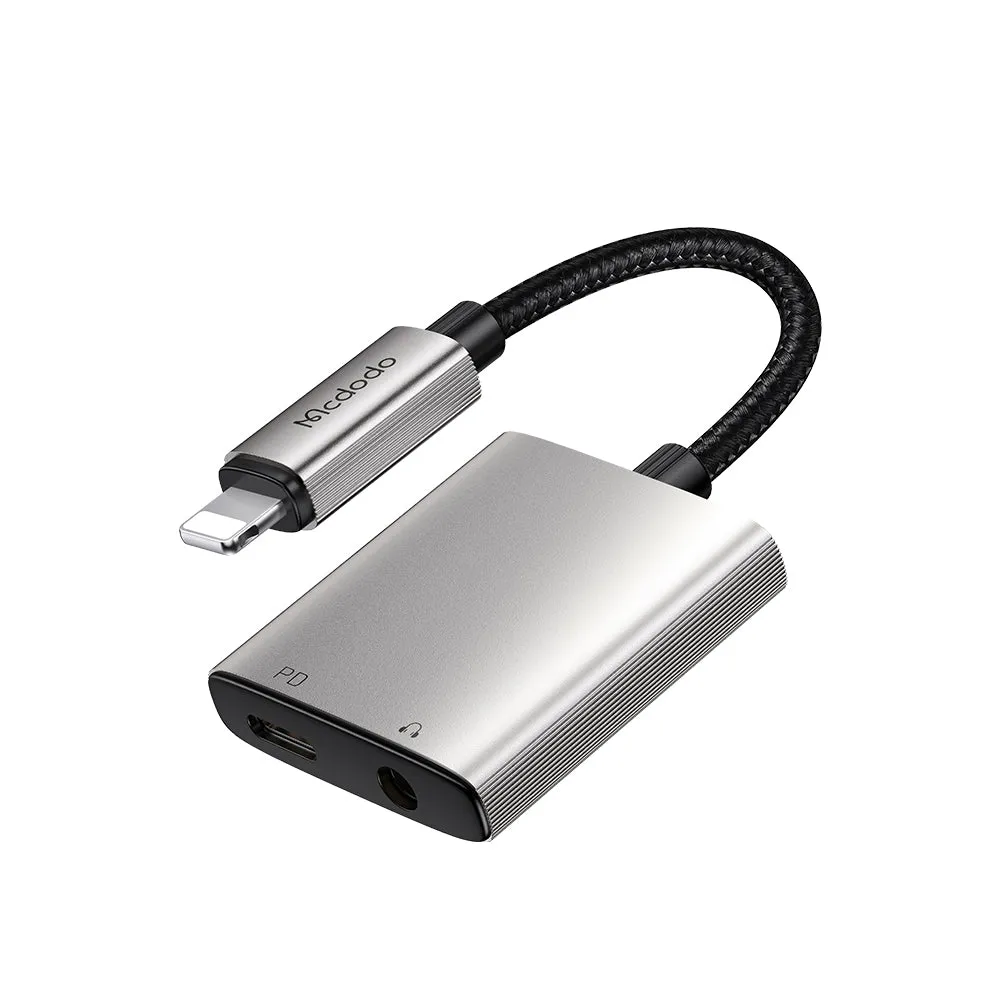 Adattatore Audio Lightning - Lightning / 3.5mm McDodo CA-5540 Wales, Grigio - immagine 1