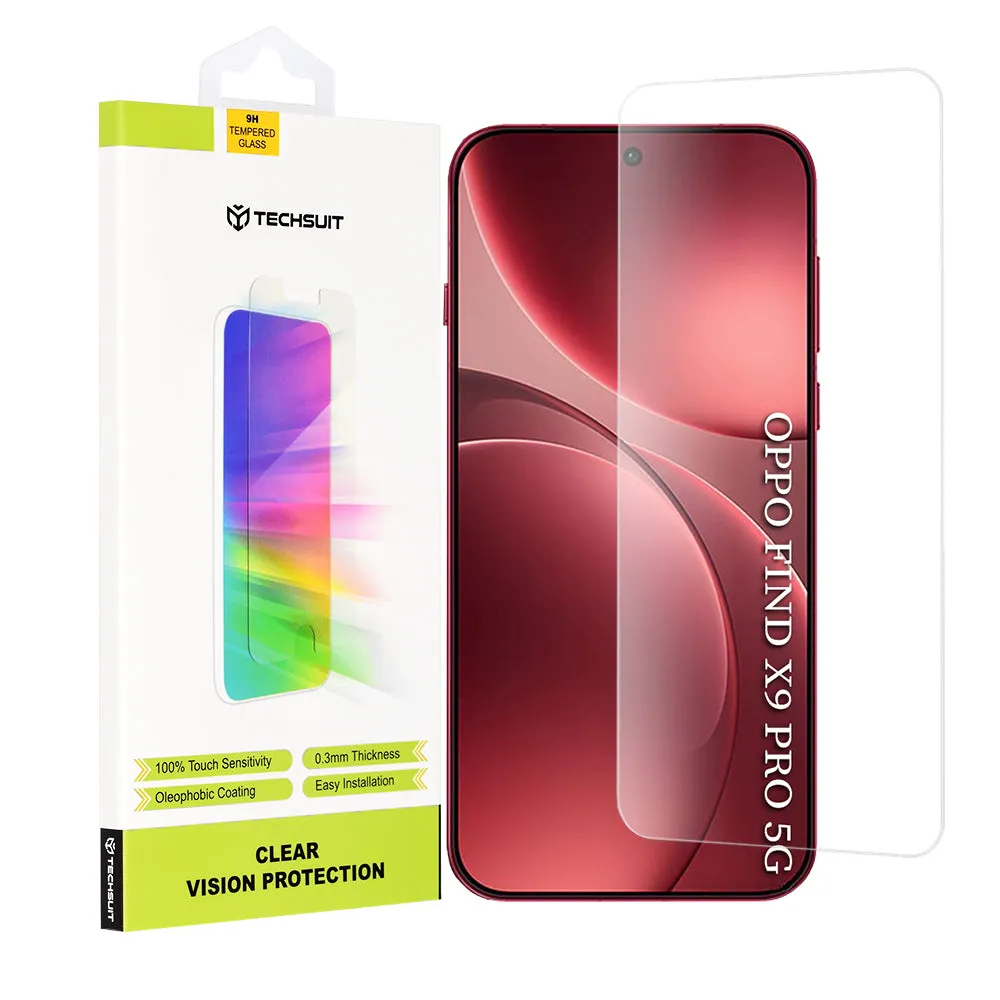 Pellicola protettiva schermo Techsuit Clear Vision per Oppo Find X9 Pro, Vetro Temperato, Full Glue - immagine 1