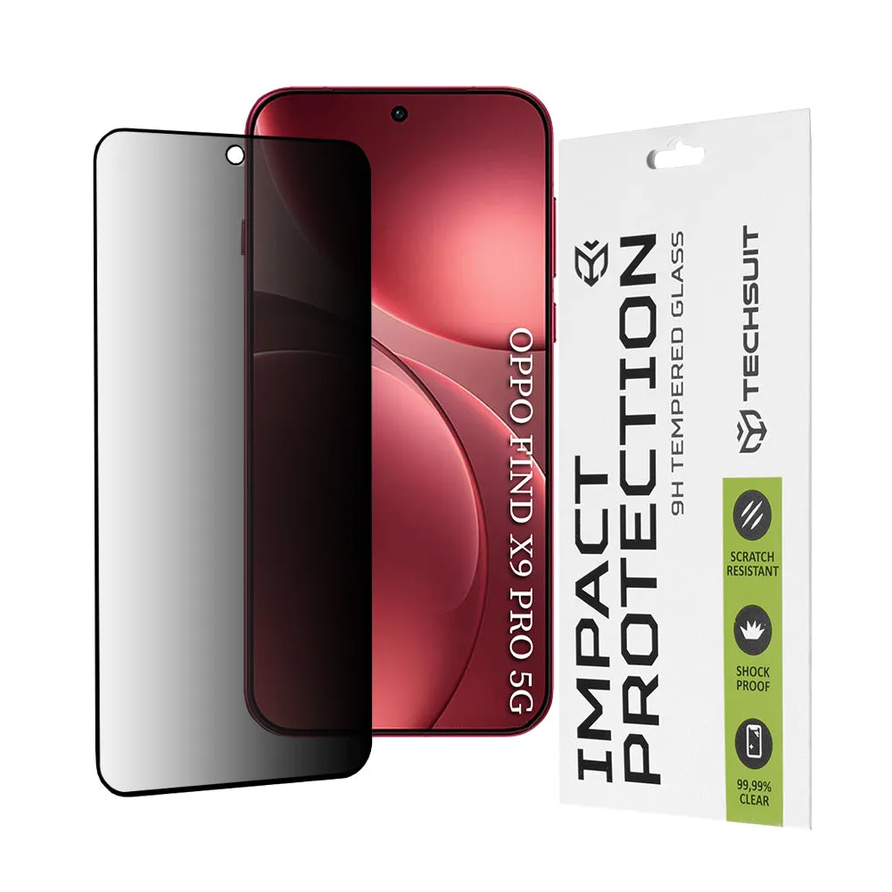 Pellicola Protettiva Schermo Privacy Techsuit per Oppo Find X9 Pro, Vetro Temperato, Full Glue, 111D - immagine 1