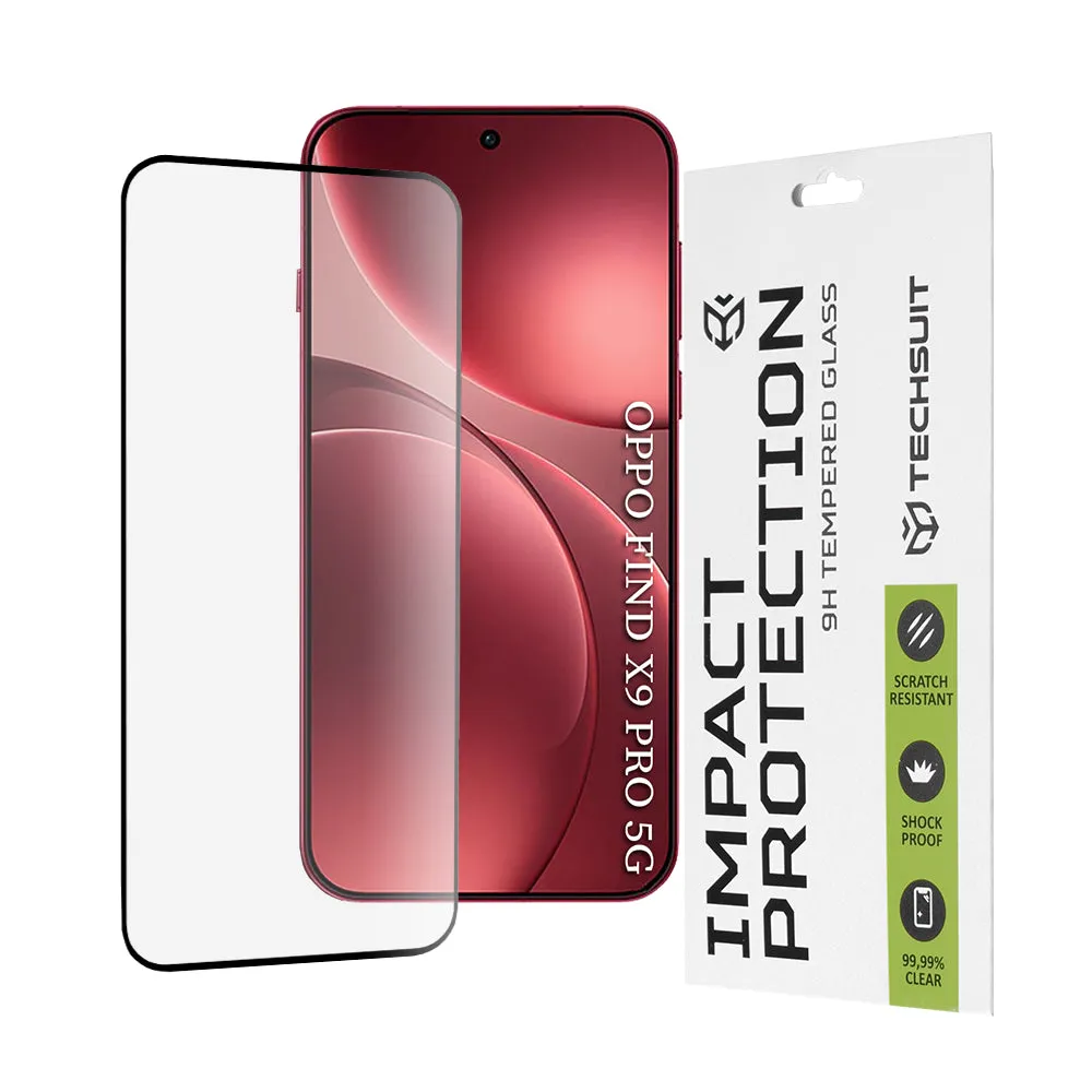 Pellicola protettiva schermo Techsuit per Oppo Find X9 Pro, Vetro Temperato, Full Glue, 111D, Nera - immagine 1