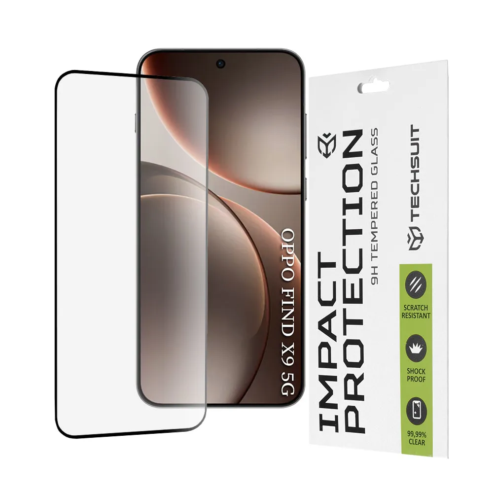 Pellicola protettiva schermo Techsuit per Oppo Find X9, Vetro Temperato, Full Glue, 111D, Nera - immagine 1