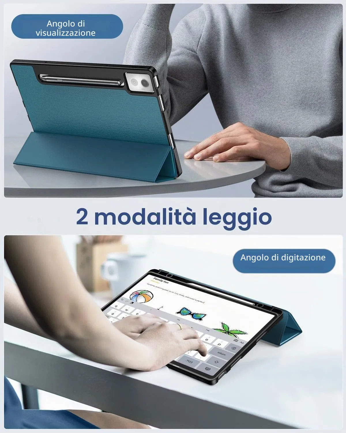 MoKo Cover per Lenovo Idea Tab Pro 12,7" 2025 con Porta Penna, Blu Francese - immagine 6