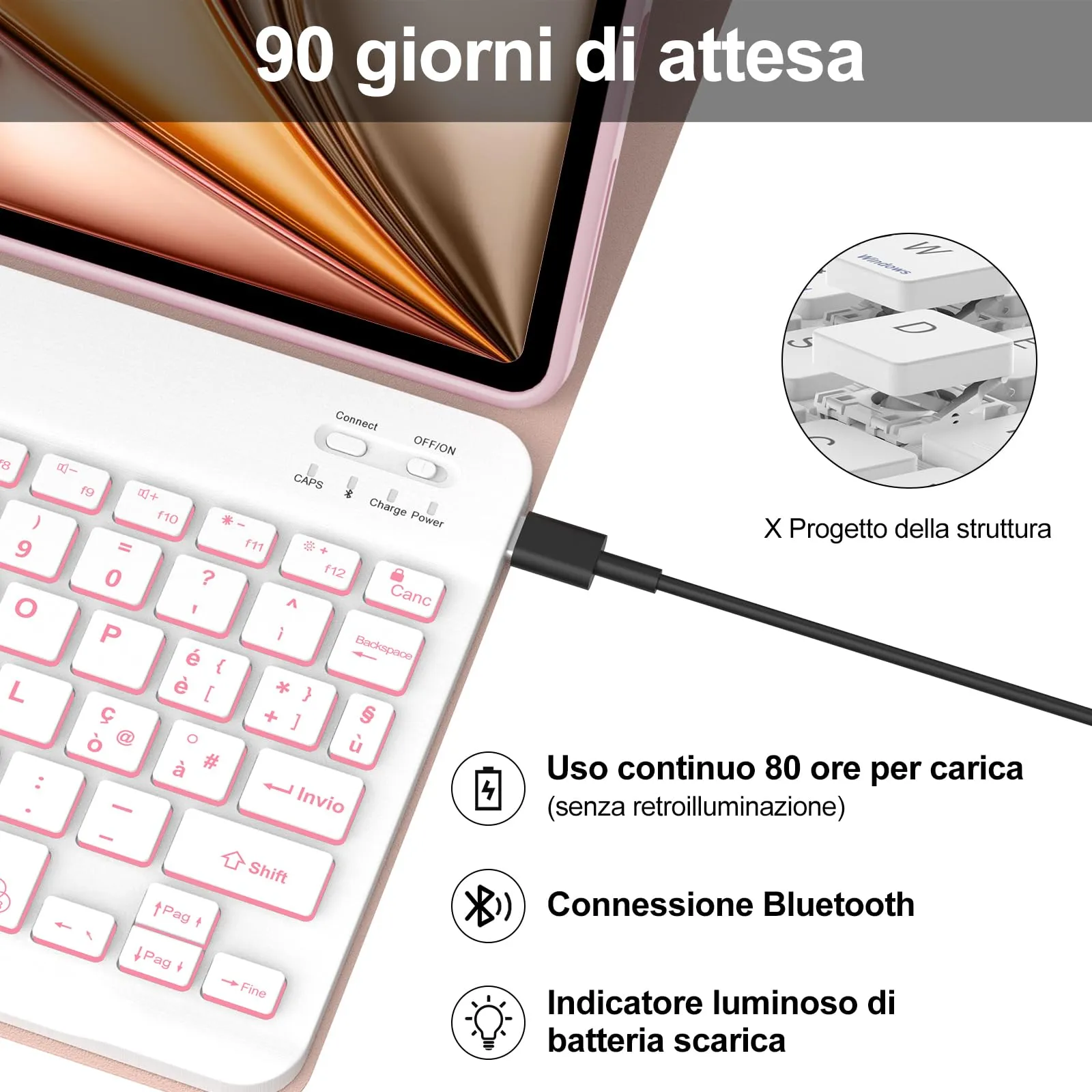 Cover Tastiera per iPad Air 11 M4 2026/M3 2025/M2 2024 11 Pollici - immagine 4