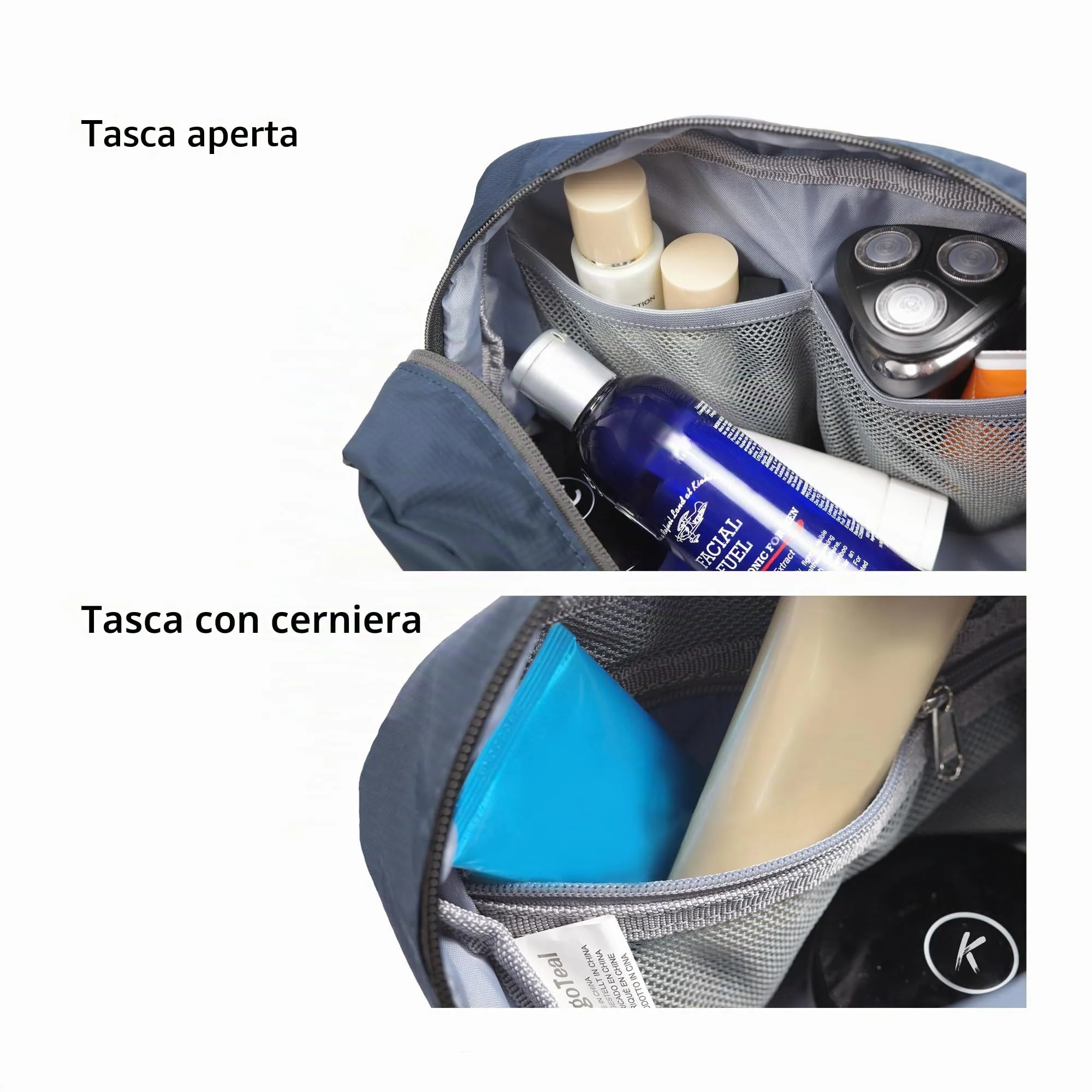 Borsa da viaggio per articoli igienici 5L, borsa lavaggio compatta con scomparto umido/secco in TPU impermeabile - immagine 5