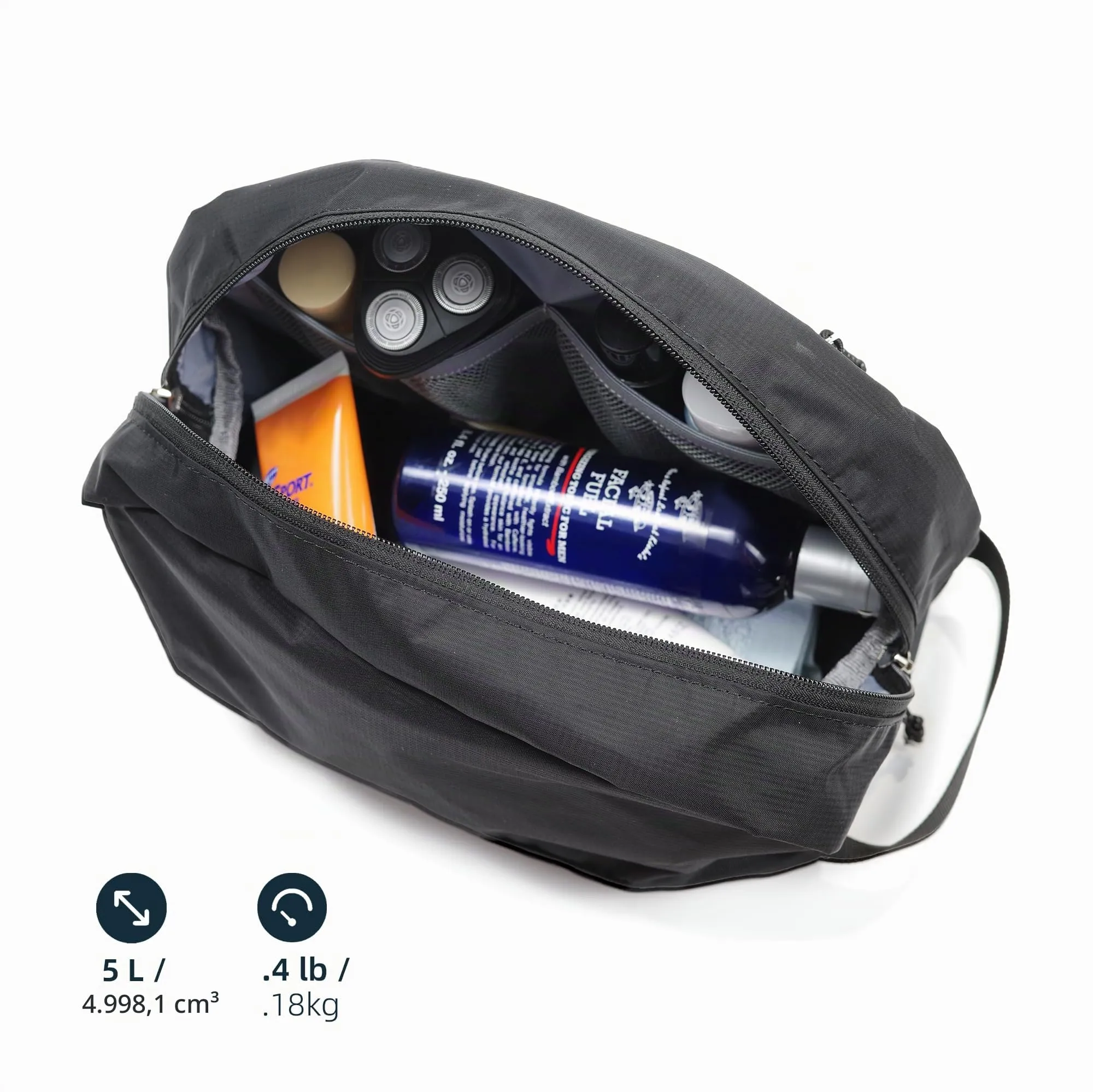 Borsa da viaggio per articoli igienici 5L, borsa lavaggio compatta con scomparto umido/secco in TPU impermeabile - immagine 2