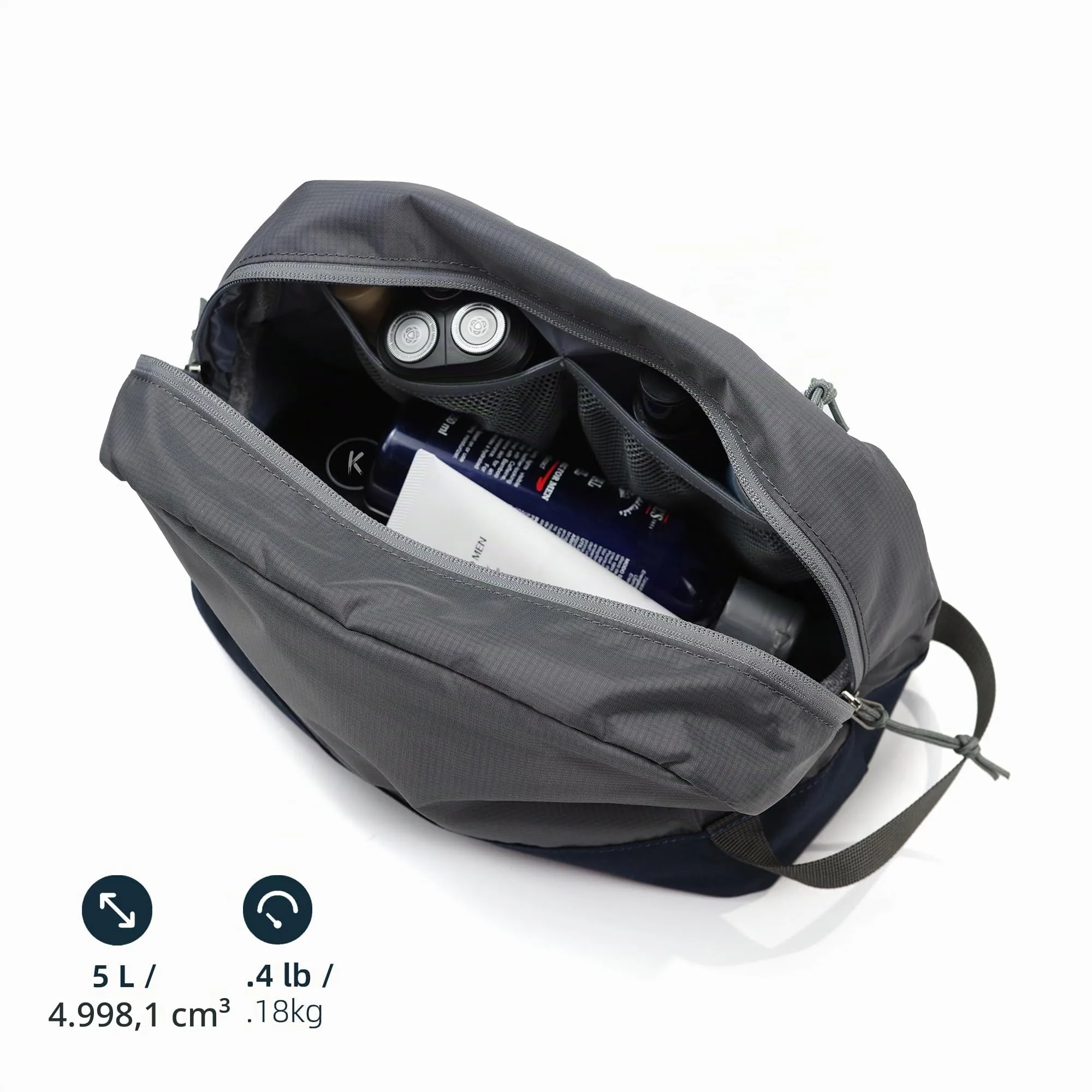 Borsa da viaggio per articoli igienici 5L, borsa lavaggio compatta con scomparto umido/secco in TPU impermeabile - immagine 2