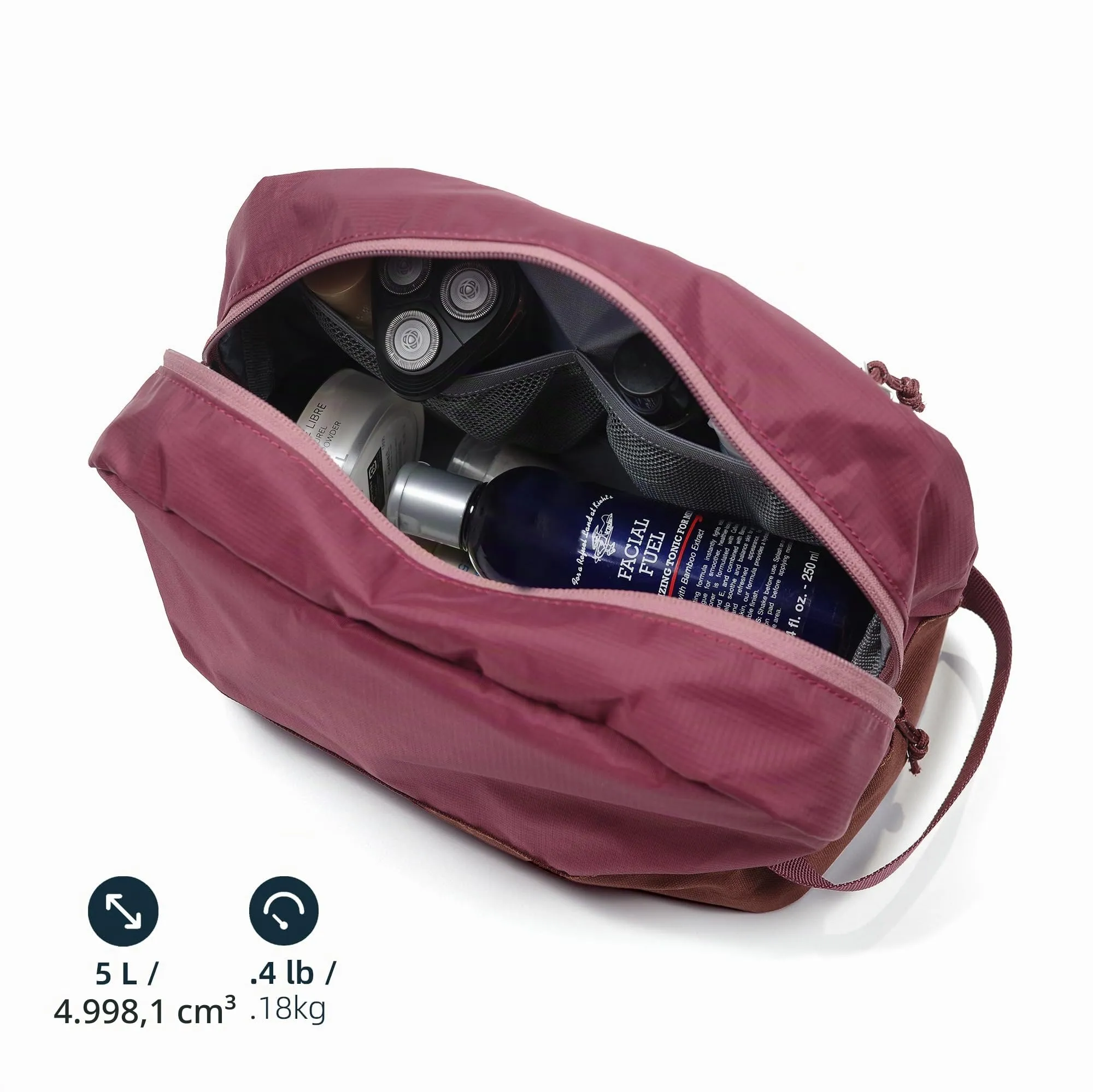Borsa da viaggio per articoli igienici 5L, borsa lavaggio compatta con scomparto umido/secco in TPU impermeabile - immagine 2