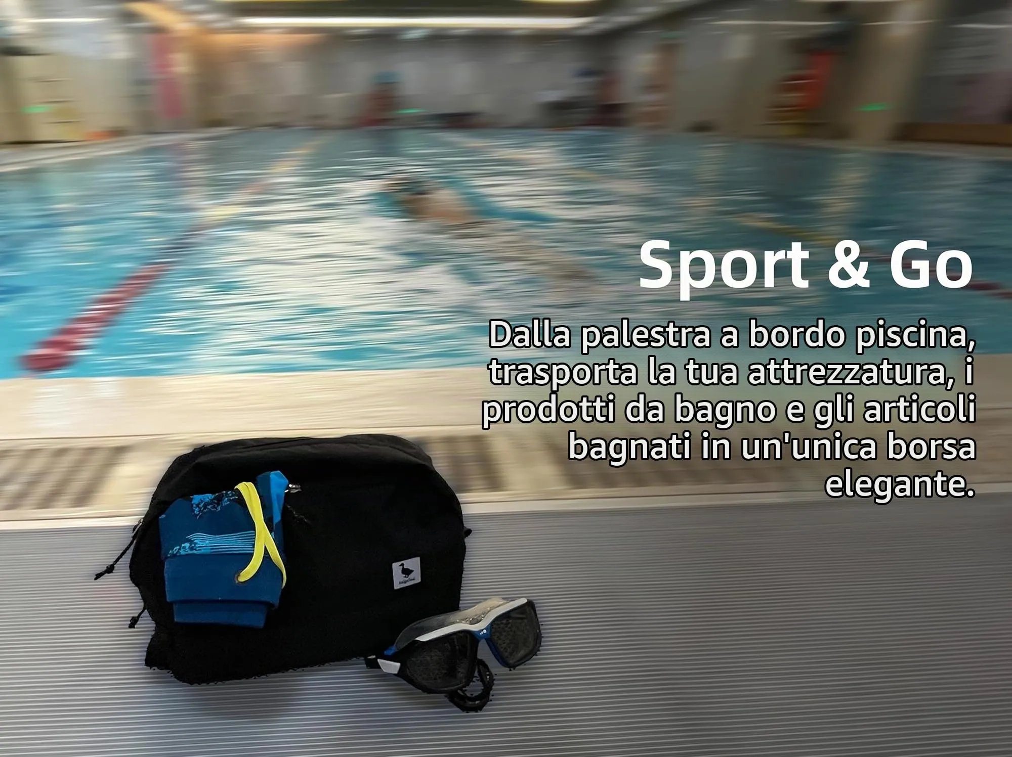 Borsa da viaggio per articoli igienici 5L, borsa lavaggio compatta con scomparto umido/secco in TPU impermeabile - immagine 6