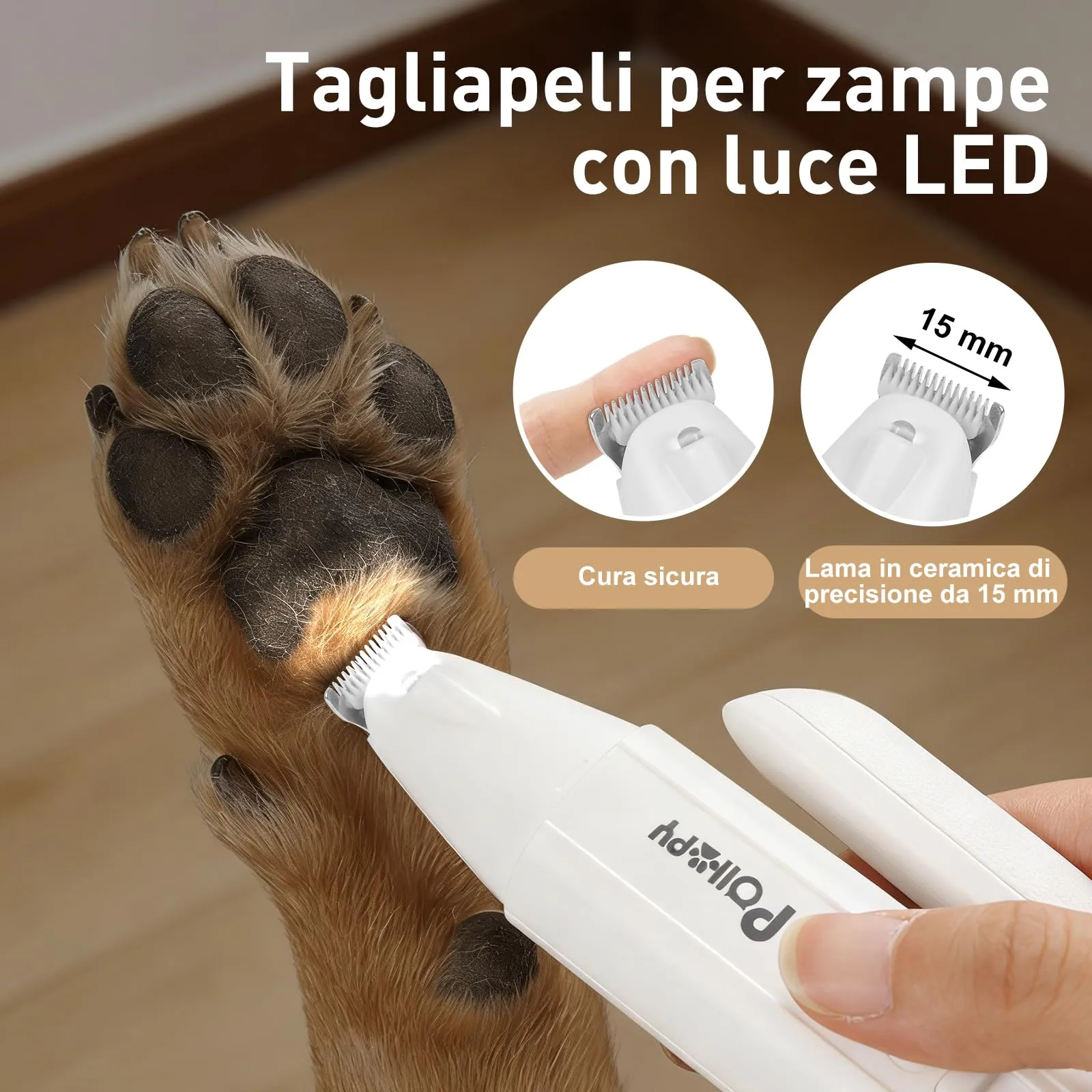 2-in-1 Tagliacapelli per Zampe e Tagliaunghie con 2 Luci a LED per Gatti e - immagine 4