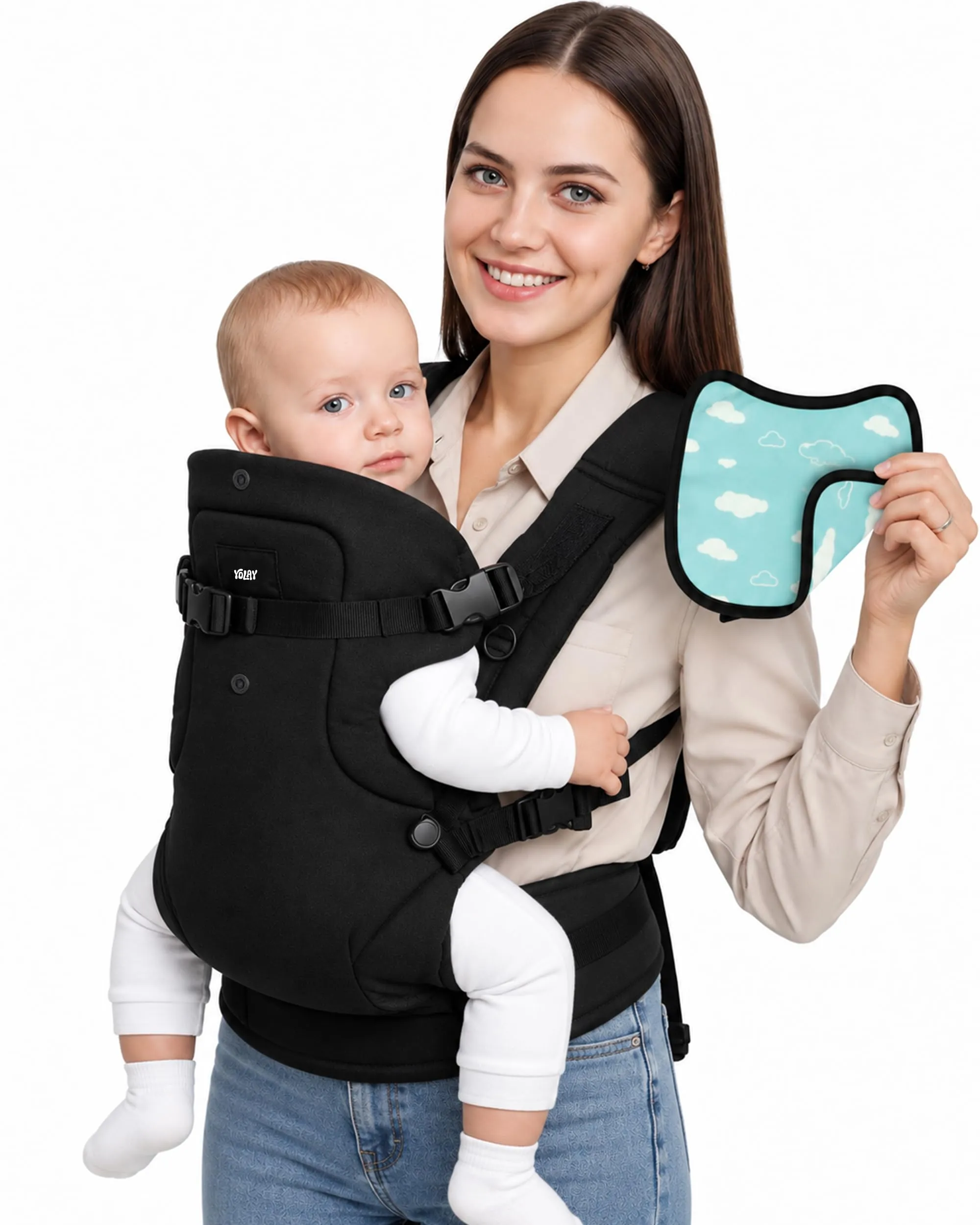 4-in-1 Misto Cotone Marsupio Neonato 0-36 Mesi (3,6-14,5 kg), Nero - immagine 1