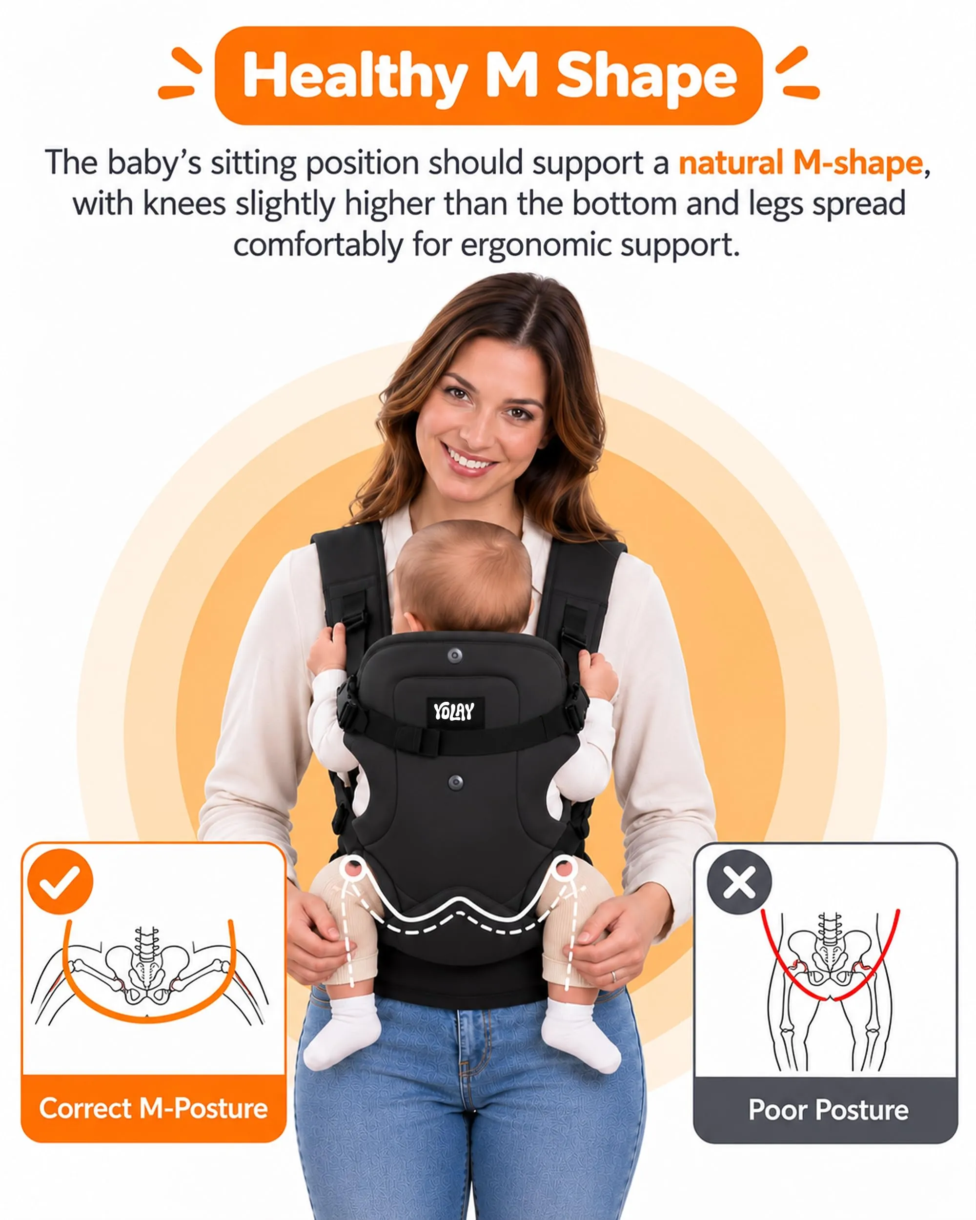 4-in-1 Misto Cotone Marsupio Neonato 0-36 Mesi (3,6-14,5 kg), Nero - immagine 4