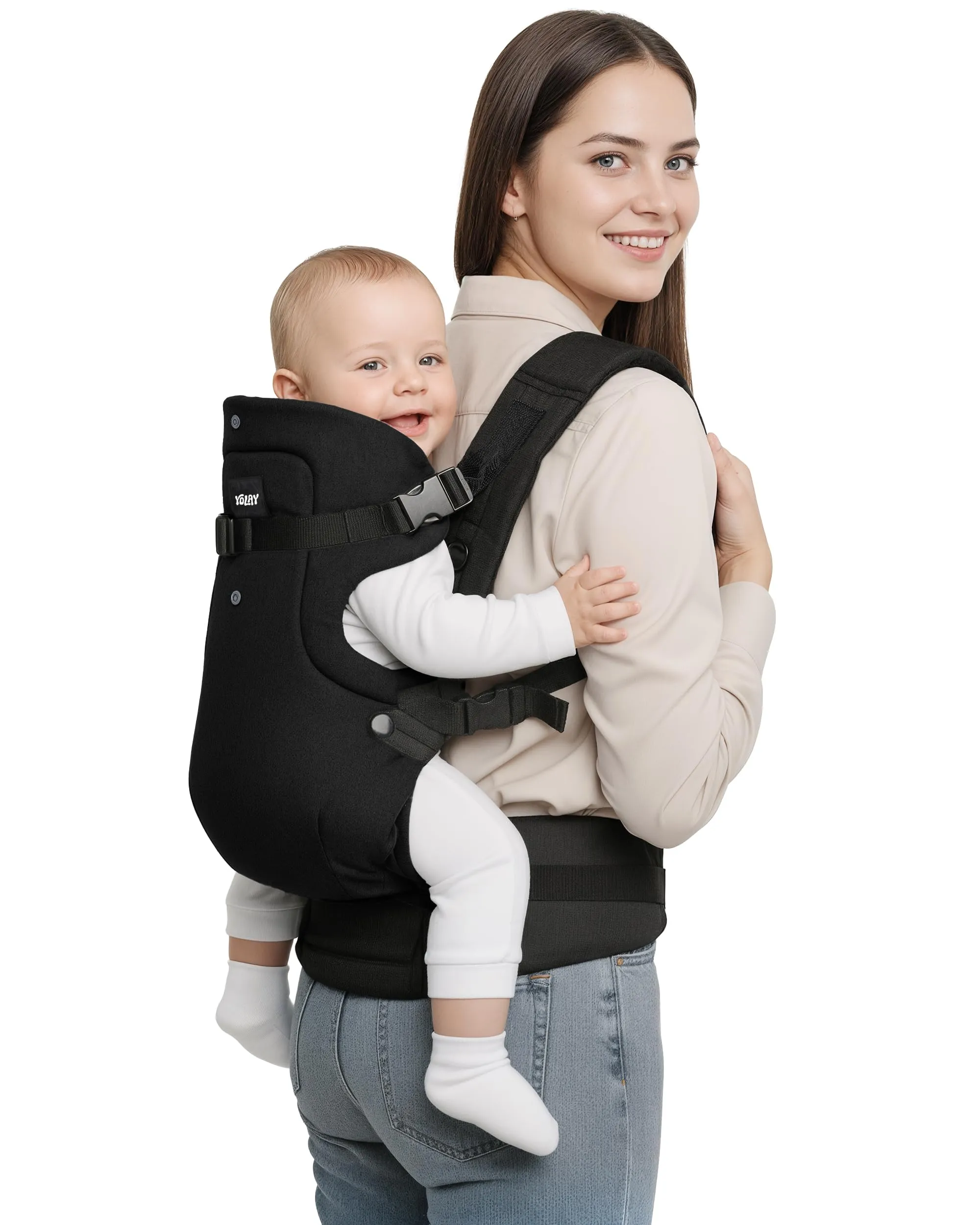4-in-1 Misto Cotone Marsupio Neonato 0-36 Mesi (3,6-14,5 kg), Nero - immagine 6