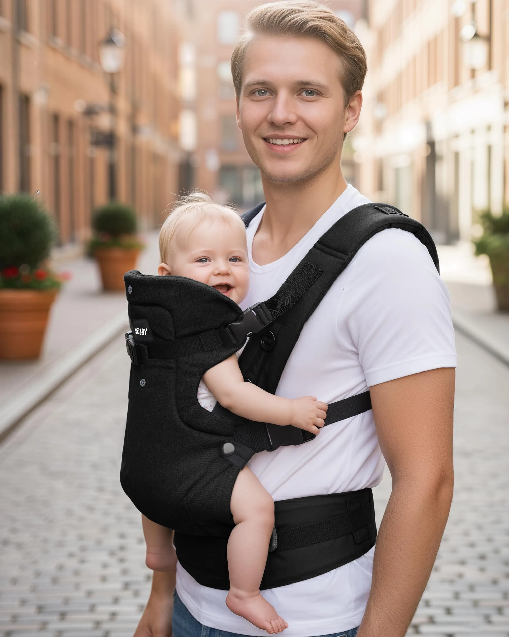 4-in-1 Misto Cotone Marsupio Neonato 0-36 Mesi (3,6-14,5 kg), Nero - immagine 9