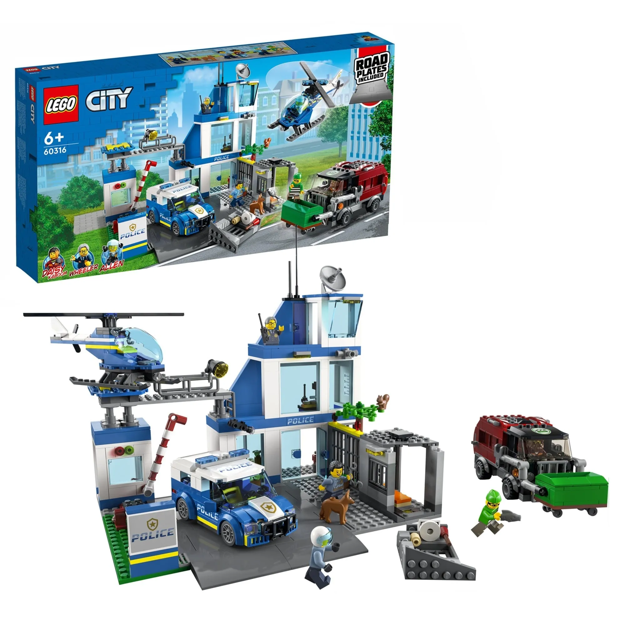 City Police 60316 Stazione di Polizia, con Camion della Spazzatura ed Elicottero Giocattolo, Giochi per Bambini, Giochi di costruzione - immagine 1
