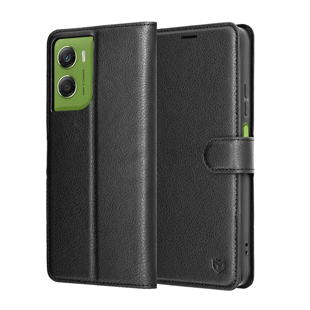 Custodia per Motorola Moto G06, Techsuit, Leather Folio, Nera - immagine 1