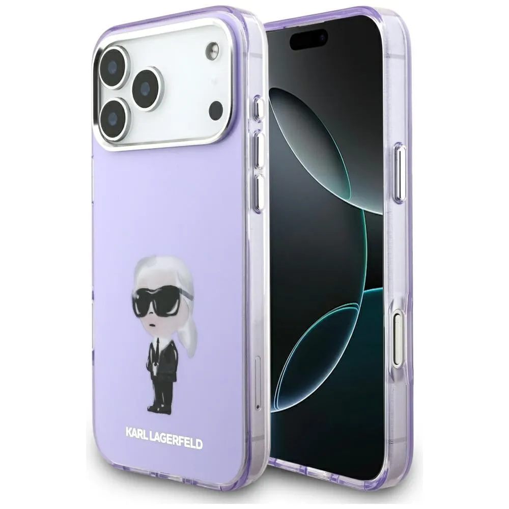 Custodia MagSafe per Apple iPhone 17 Pro Max, Karl Lagerfeld, IML Aquarelle Logo Karl, Viola - immagine 1
