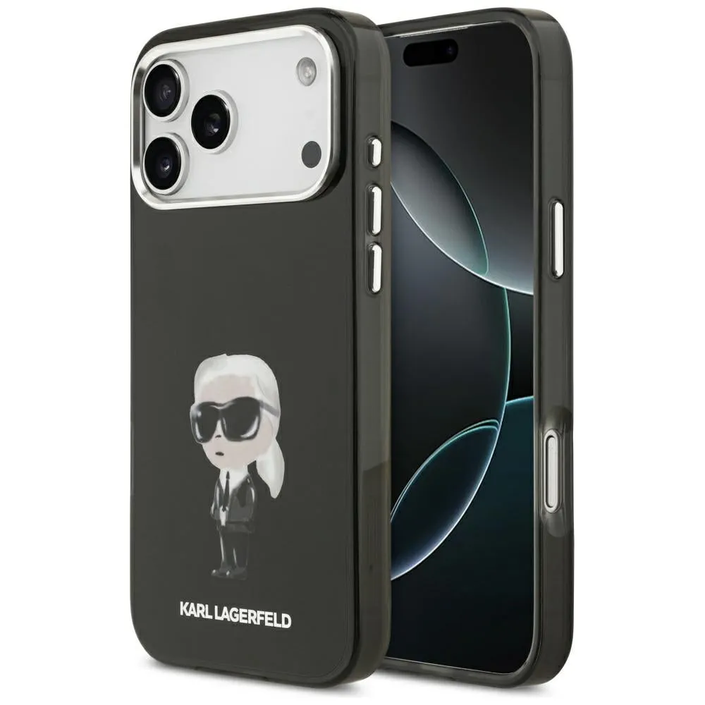 Custodia MagSafe per Apple iPhone 17 Pro Max, Karl Lagerfeld, IML Aquarelle Karl Ikonik, Nera - immagine 1