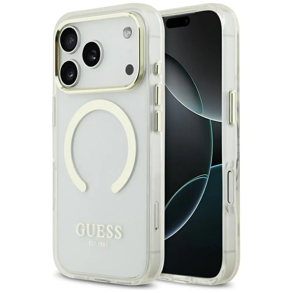 Custodia MagSafe per Apple iPhone 17 Pro Max, Guess, Metal Outline, Dorata - immagine 1