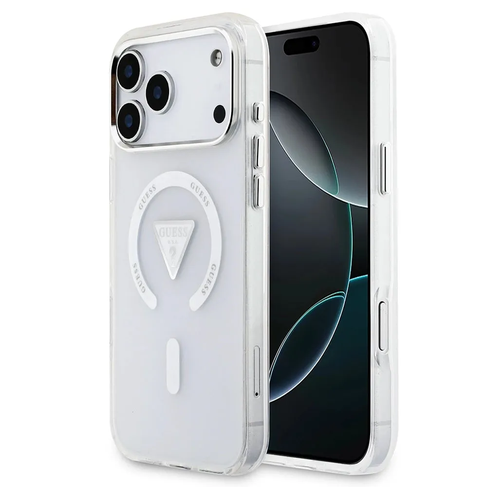 Custodia MagSafe per Apple iPhone 17 Pro Max, Guess, Logo Triangolo Gradiente IML, Trasparente - immagine 1