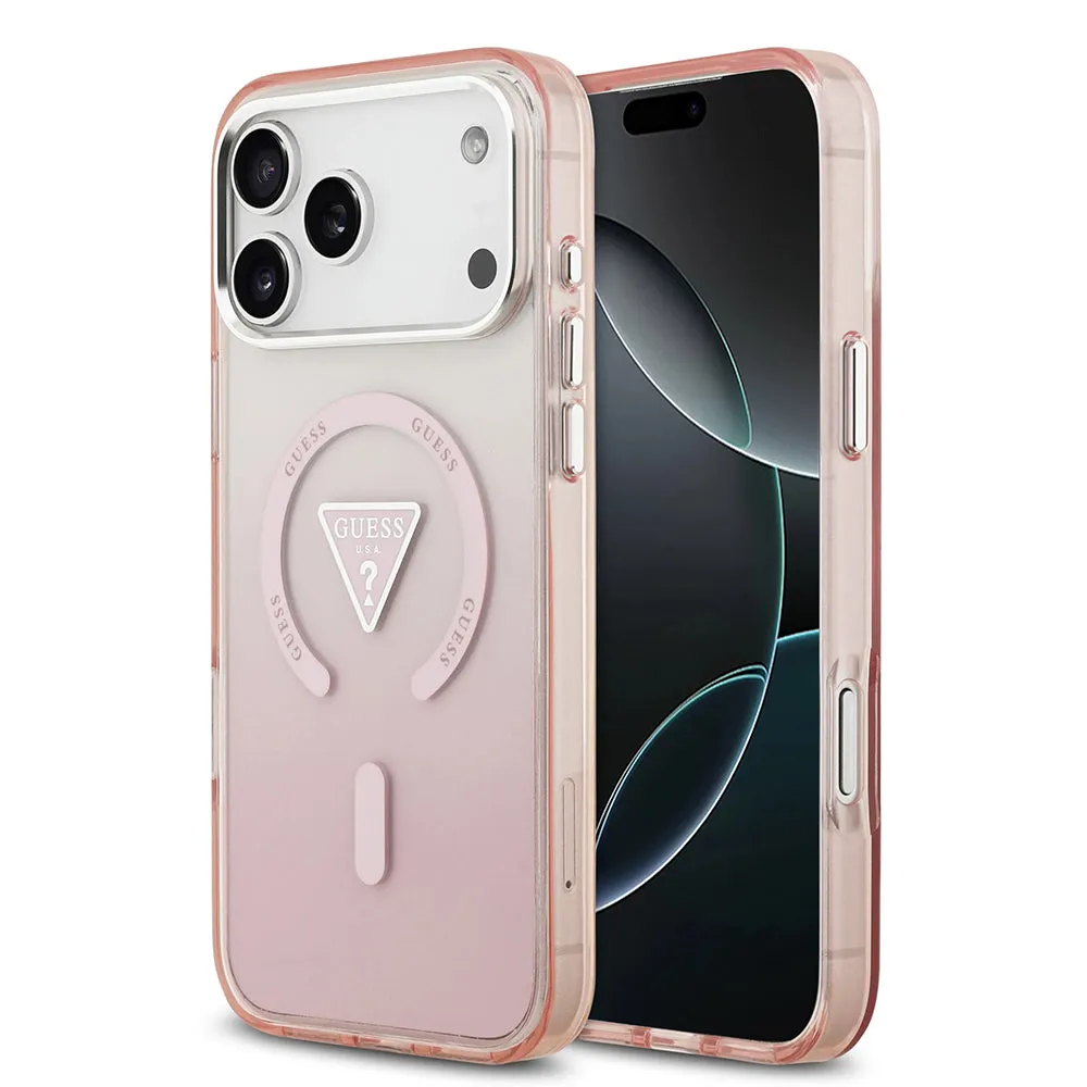 Custodia MagSafe per Apple iPhone 17 Pro Max, Guess, Logo Triangolo Gradiente IML, Rosa - immagine 1