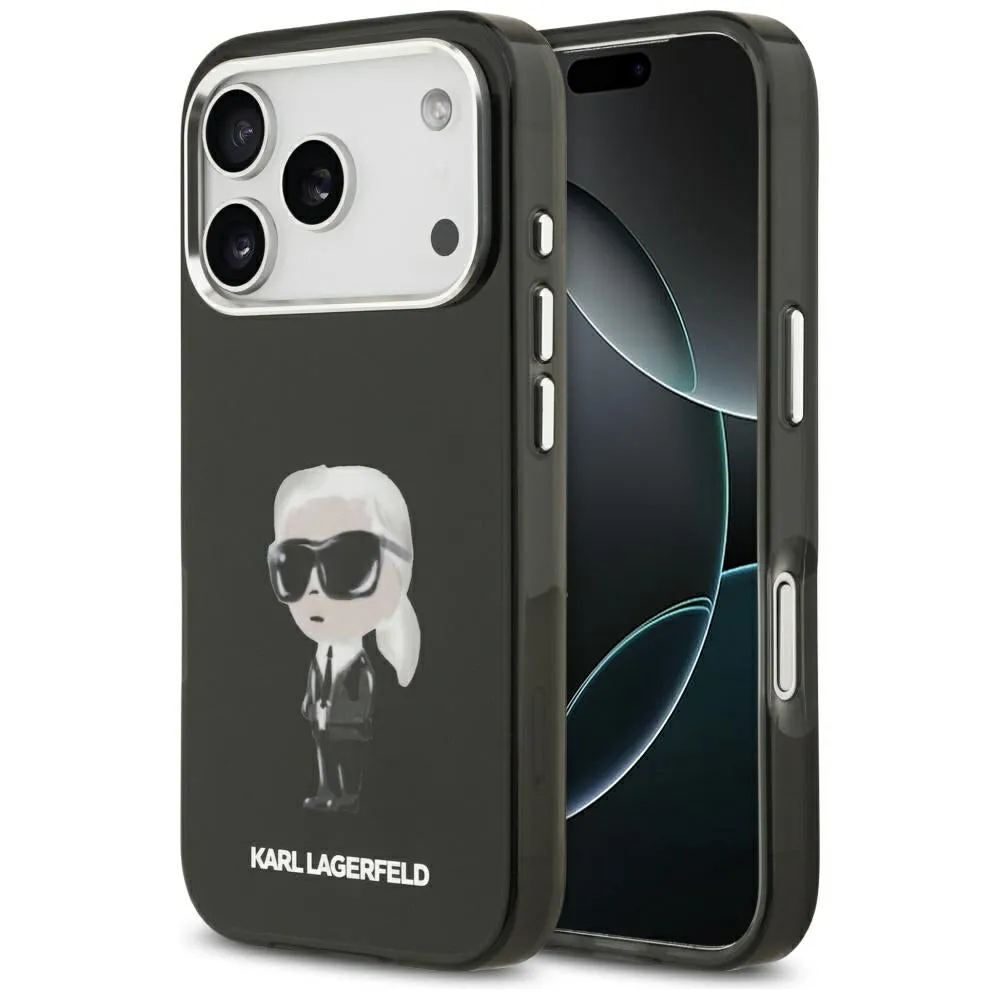 Custodia MagSafe per Apple iPhone 17 Pro, Karl Lagerfeld, IML Aquarelle Karl Ikonik, Nera - immagine 1