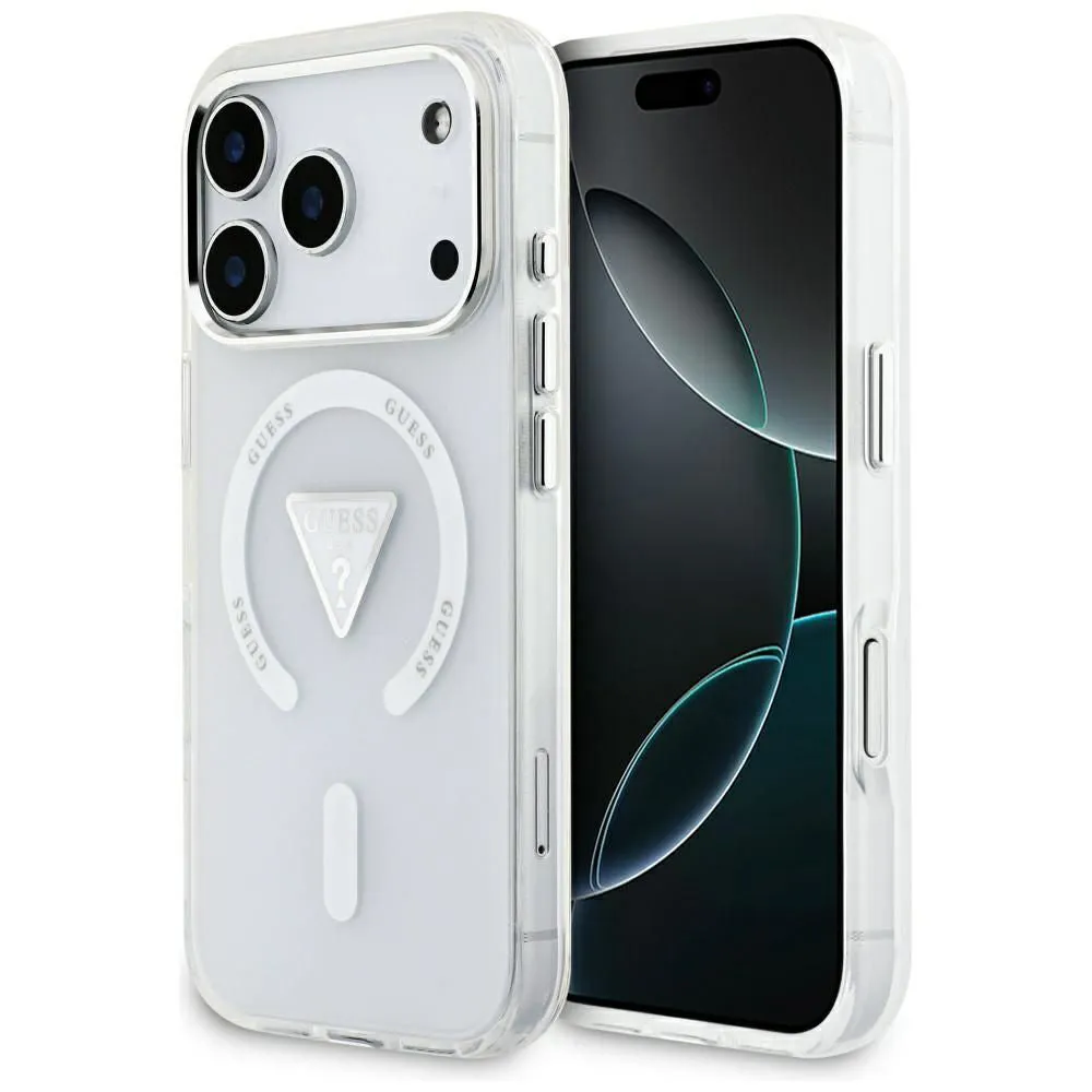 Custodia MagSafe per Apple iPhone 17 Pro, Guess, Logo Triangolo Gradiente IML, Trasparente - immagine 1