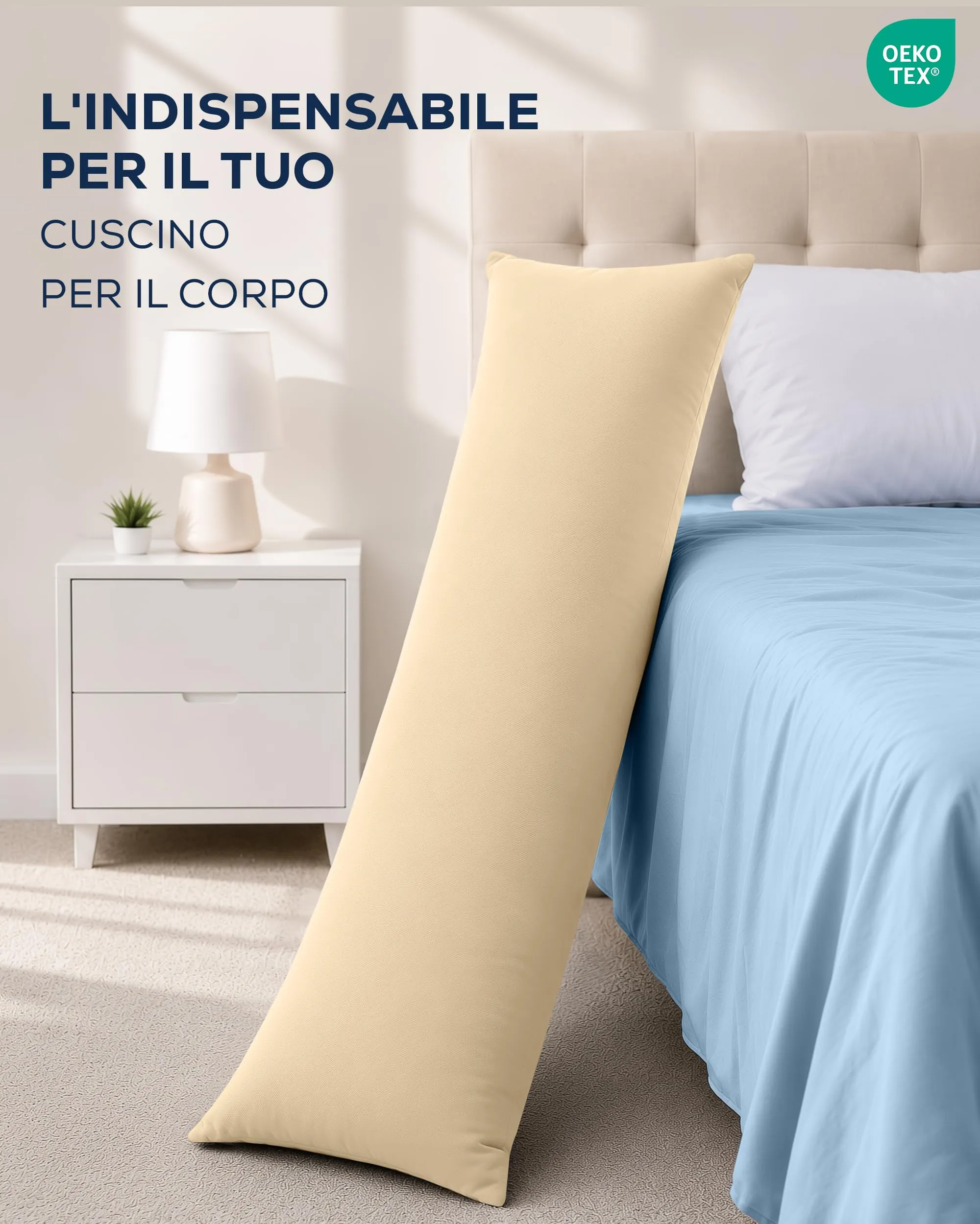 Utopia Bedding - Set di 2 federe cuscino da corpo - 40 x 145 cm - Beige - immagine 4