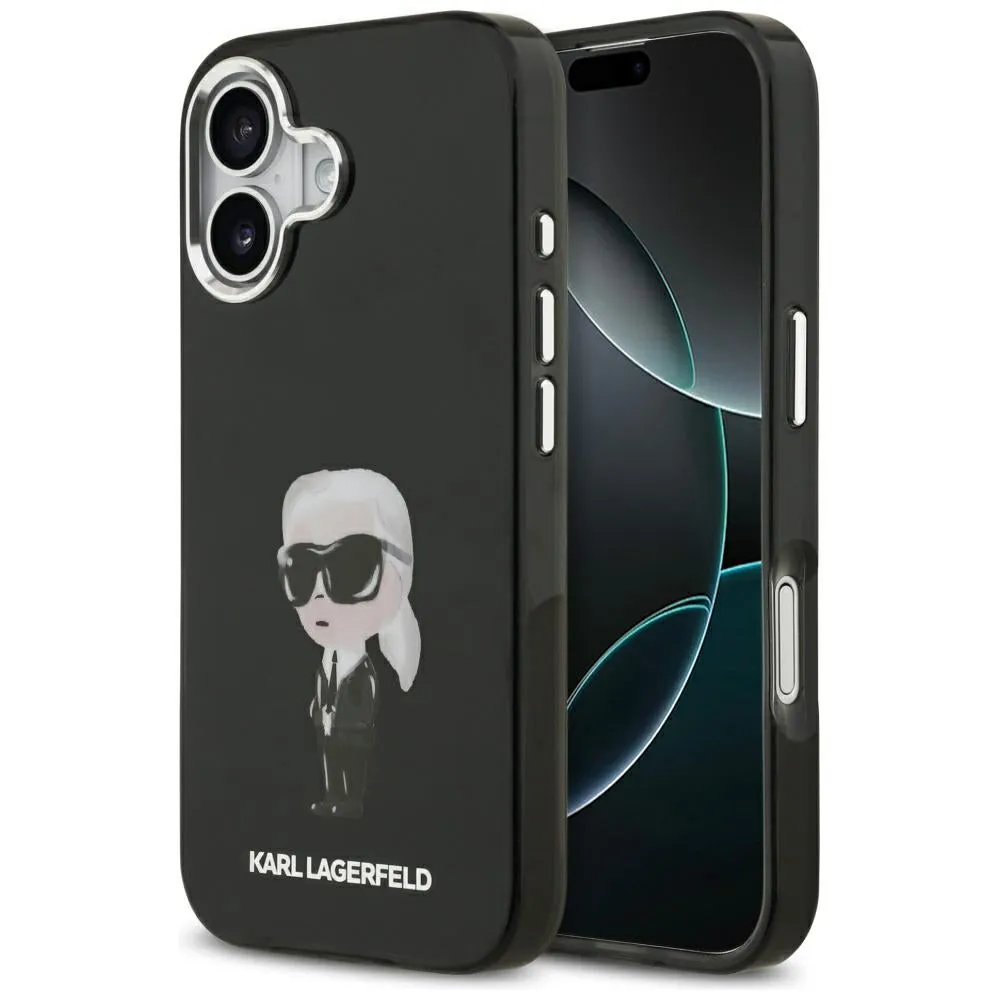 Custodia MagSafe per Apple iPhone 17, Karl Lagerfeld, IML Aquarelle Karl Ikonik, Nera - immagine 1