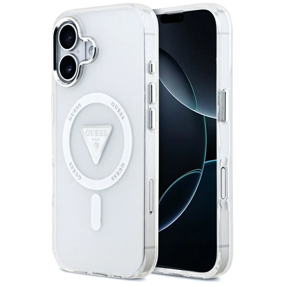 Custodia MagSafe per Apple iPhone 17, Guess, Logo Triangolo Gradiente IML, Trasparente - immagine 1