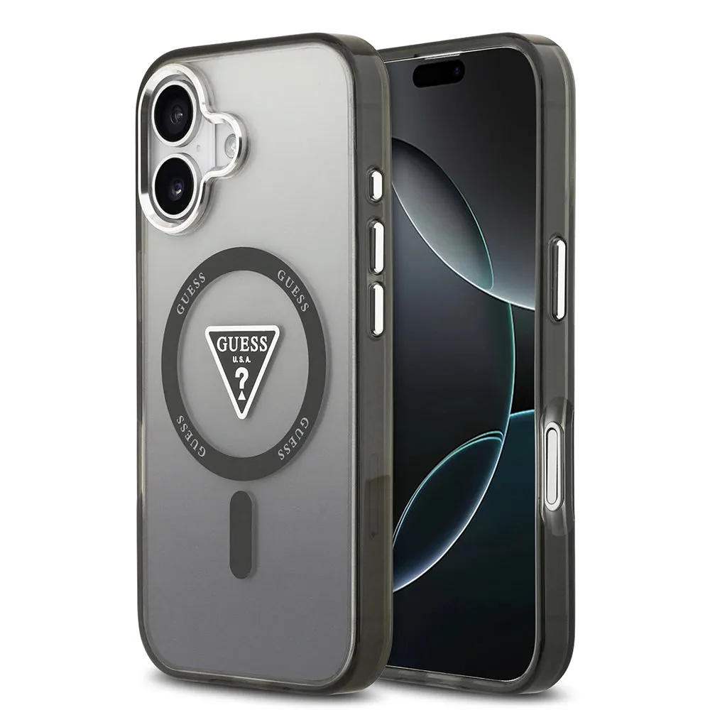 Custodia MagSafe per Apple iPhone 17, Guess, Logo Triangolo Gradiente IML, Nera - immagine 1