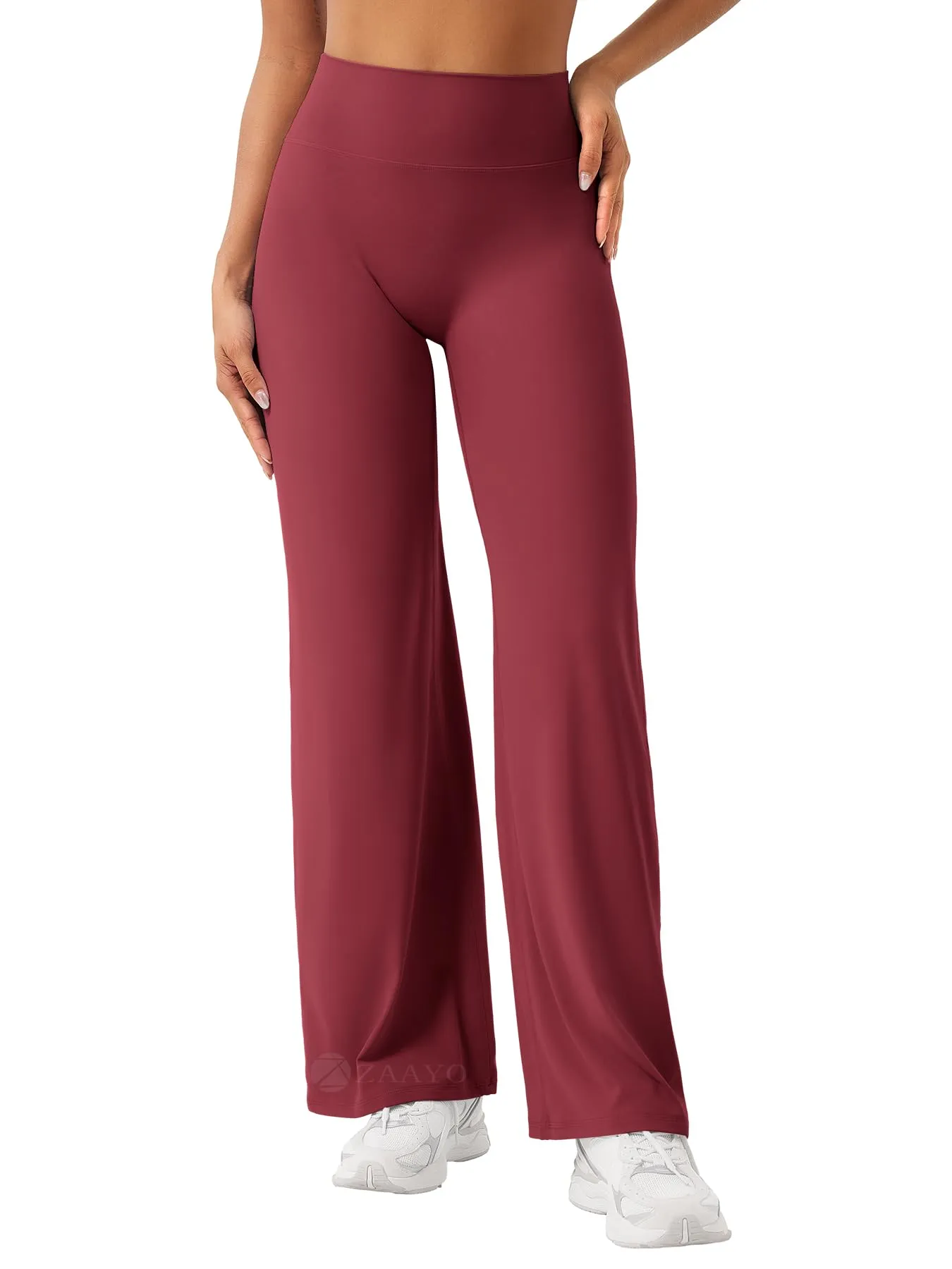 ZAAYO - Pantaloni da yoga senza cuciture da donna, leggings dritti a vita alta, leggings a zampa sportivi da yoga, leggings da donna opachi, pantaloni a sigaretta, XS (lungo) - immagine 1