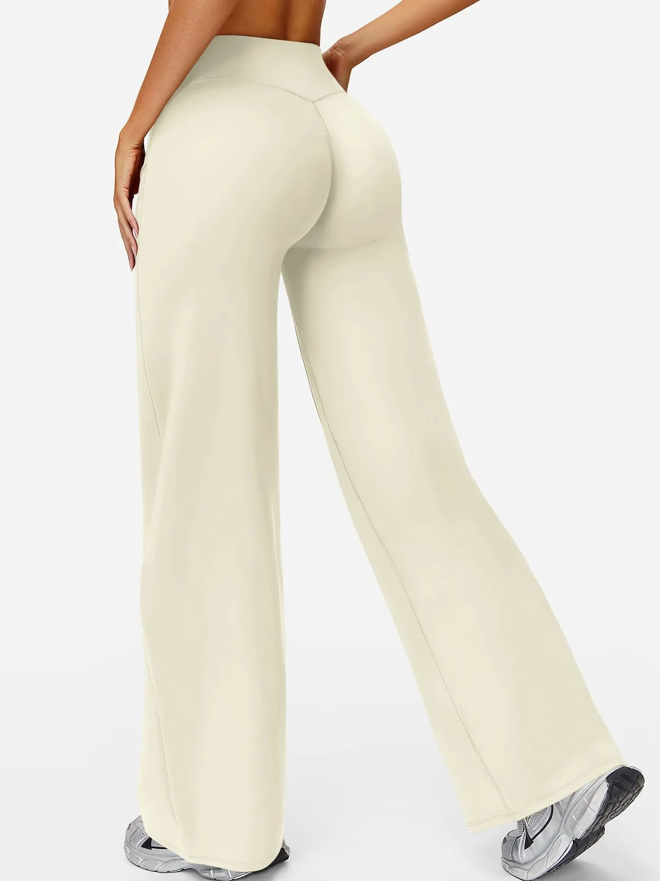 ZAAYO Leggings dritti senza cuciture da donna, vita alta, leggings a sbuffo, pantaloni yoga, leggings sportivi da donna, leggings da palestra, pantaloni yoga a zampa - regolare/lungo/extra lungo - immagine 4