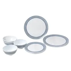 Set piatti campeggio 12 pz melamina MIDDAY BLUEBAY Bianco e Blu decorato 0830148N C6T - immagine 1