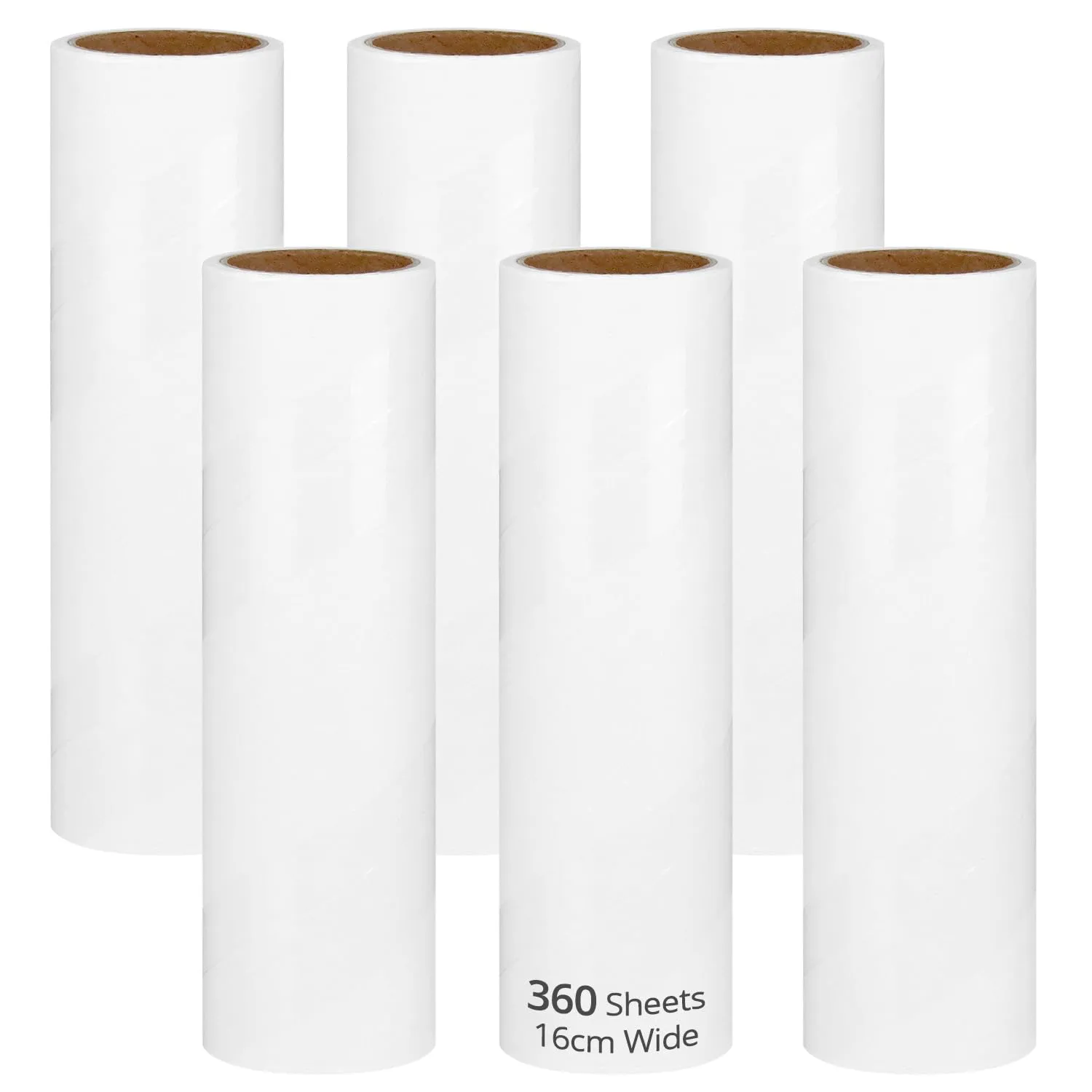 QWORK® Set di 6 ricariche rullo levapelucchi adesivo, 16CM, area di pulizia più ampia, extra adesive - Totale di 360 fogli - immagine 1