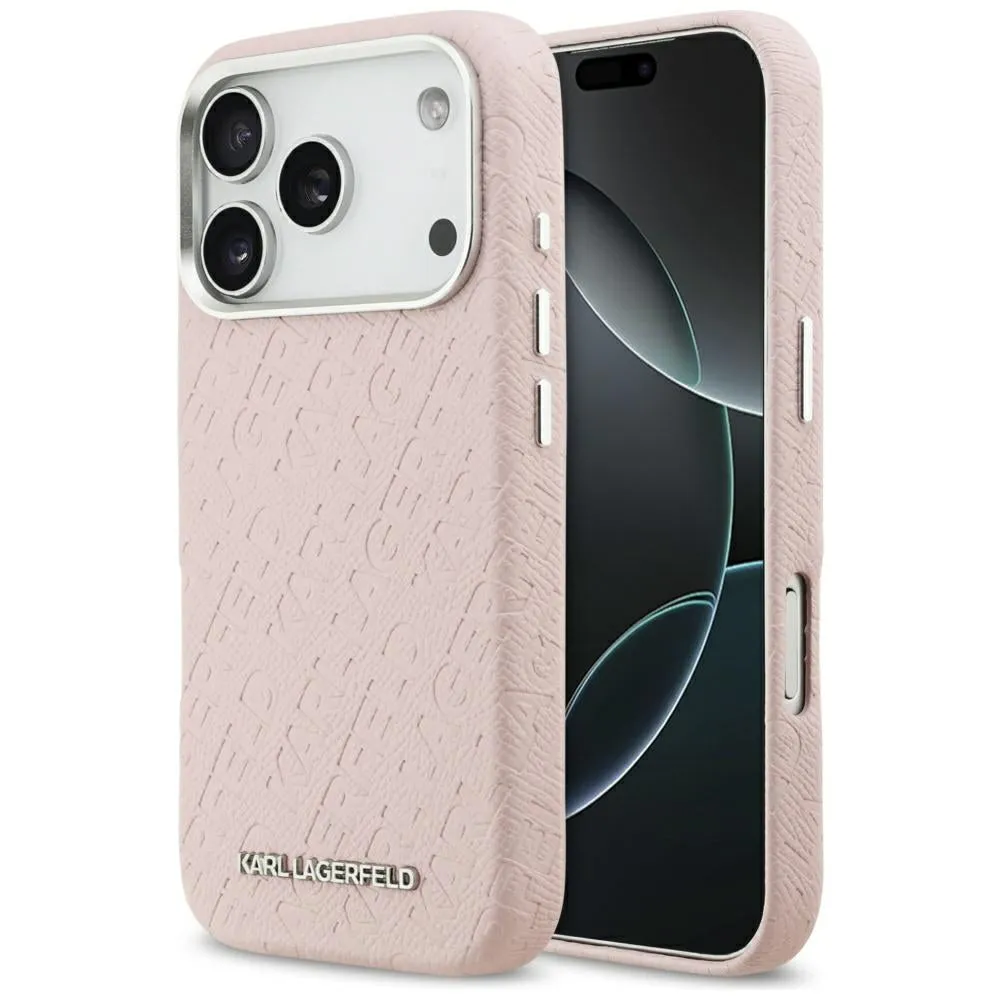 Custodia MagSafe per Apple iPhone 17 Pro Max, Karl Lagerfeld, FW Stamped Karl, Rosa - immagine 1