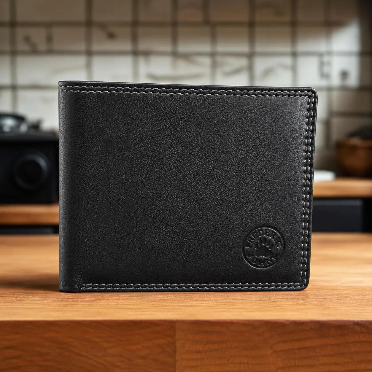 Frédéric Johns Portafoglio Uomo Vera Pelle Stile Vintage con Protezione RFID - Portafoglio Elegante e Resistente (Nero) - immagine 5