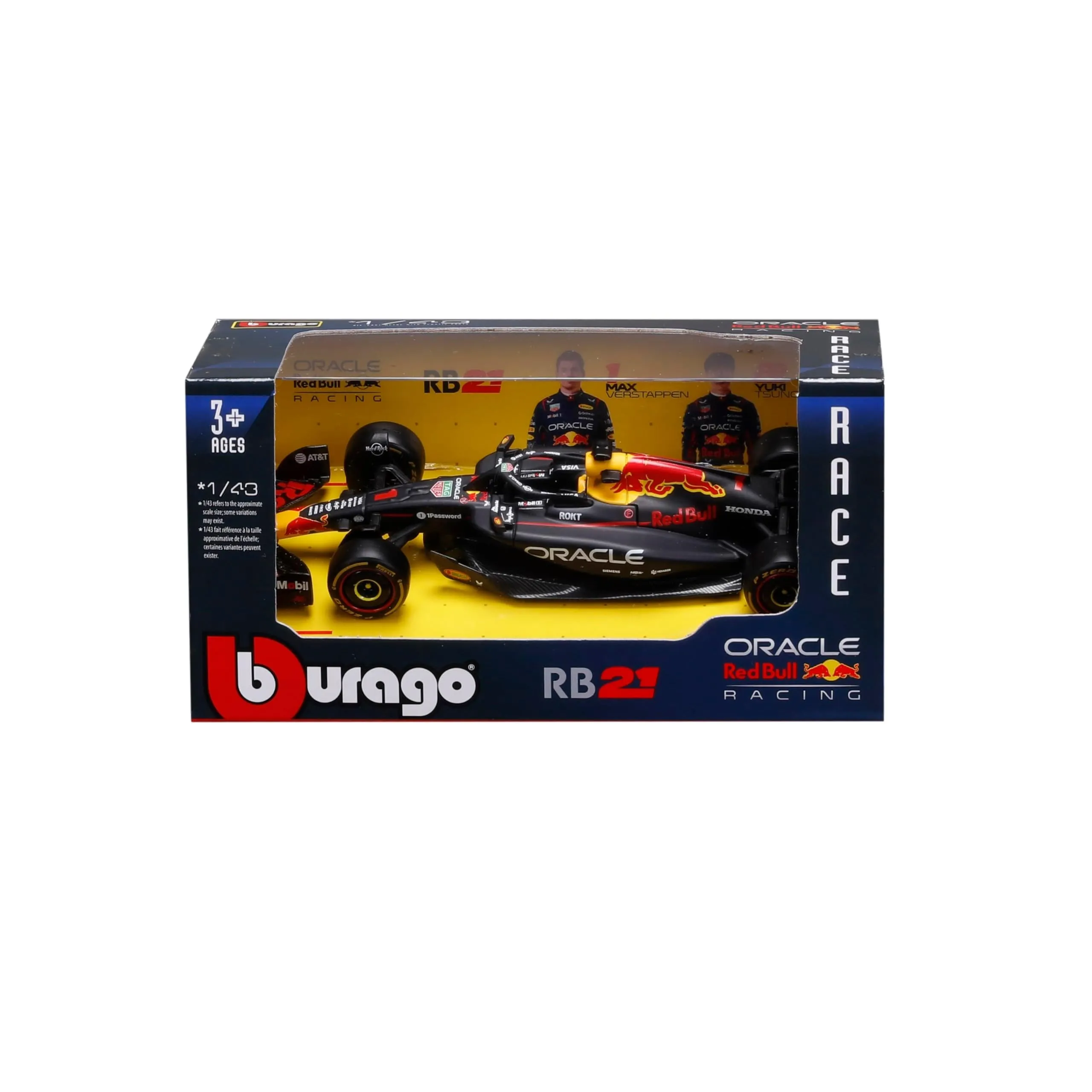 Bburago - F1 Red Bull Racing RB21 2025#1 Verstappen, Auto diecast a Scala 1:43 con dettagli autentici, replica F1 Red Bull, decorazione ufficiale, Età consigliata 3+ anni - immagine 1