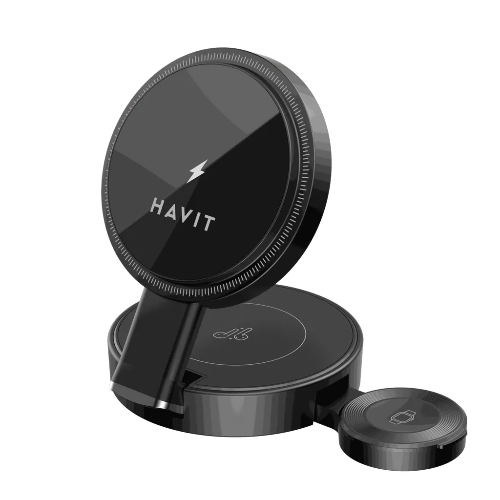 Caricabatterie Wireless HAVIT W3100 3in1, 15W, 1.67A, Nero - immagine 1