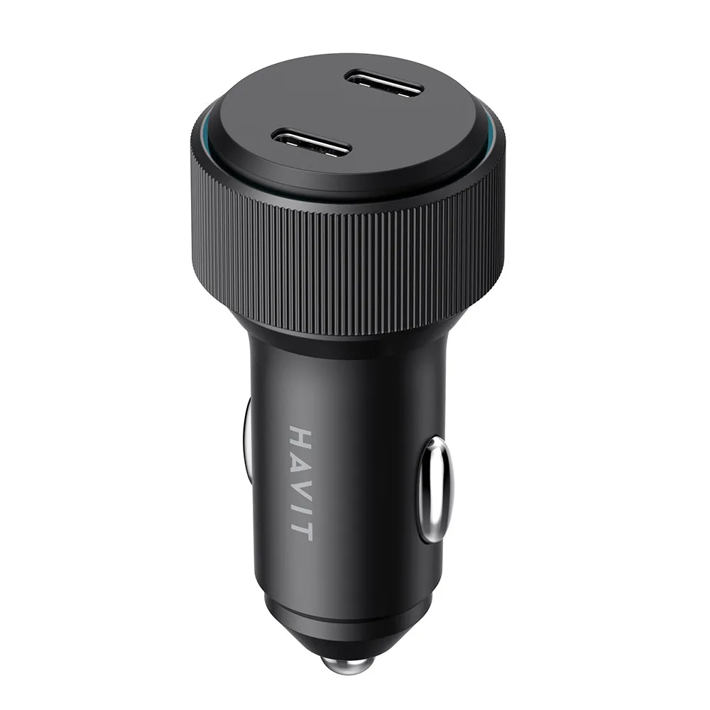 Caricabatterie Auto HAVIT CC2014, 30W, 3A, 2 x USB-C, Nero - immagine 1