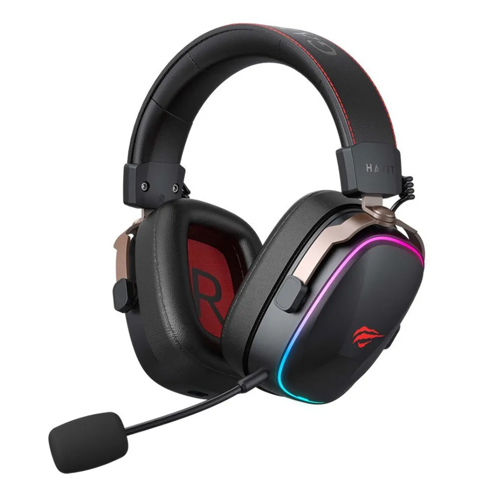 Cuffie Gaming Wireless HAVIT H2039BG, RGB, BT / Wi-Fi / Cablate, Nere Ocra - immagine 1