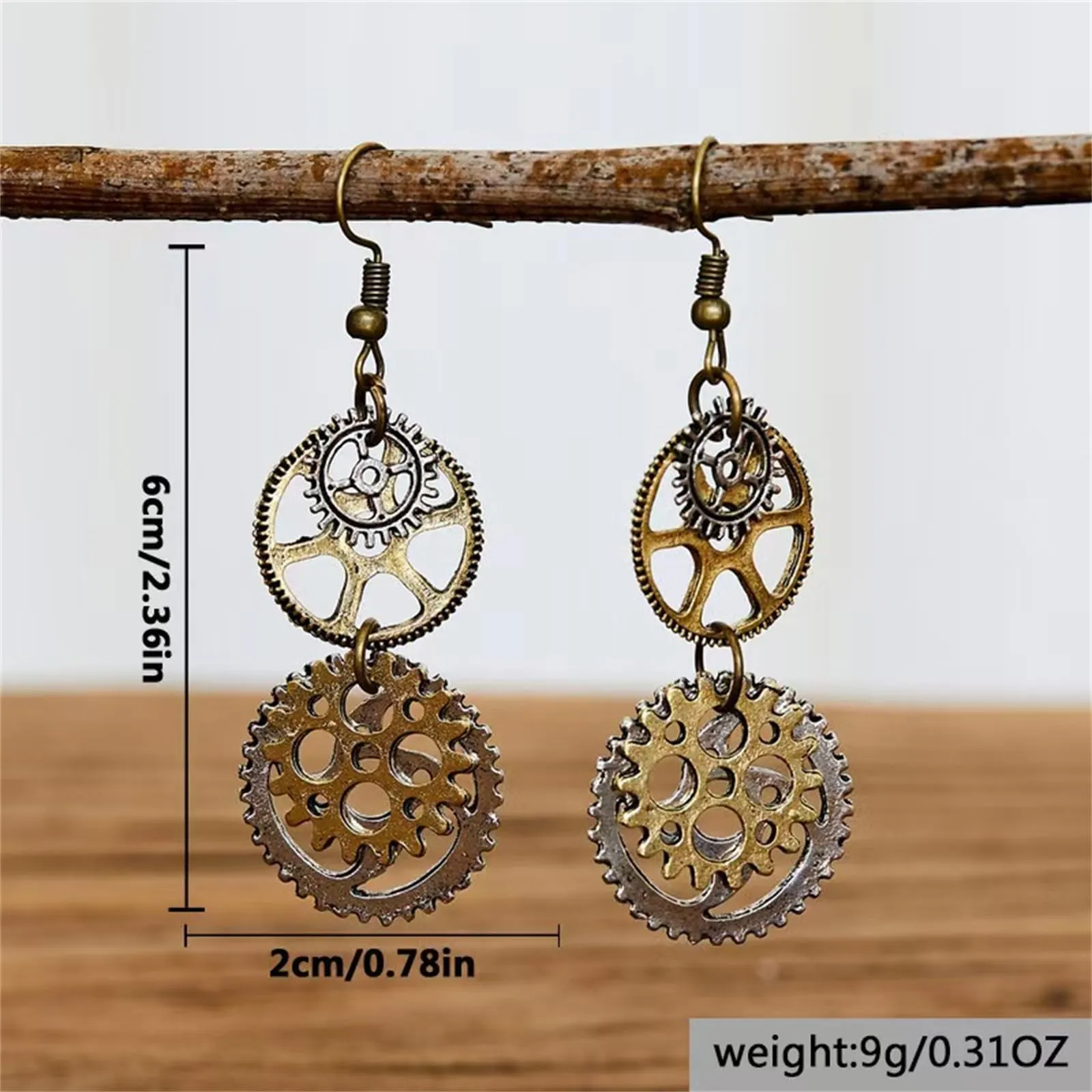 LQTSLFM Set Accessori Steampunk, Collana Steampunk, Orecchini Ingranaggio, Set di Gioielli Punk Vintage, Collana a Catena con Ruote Dentate in Metallo, Accessori per Cosplay, Carnevale, Feste (B) - immagine 3